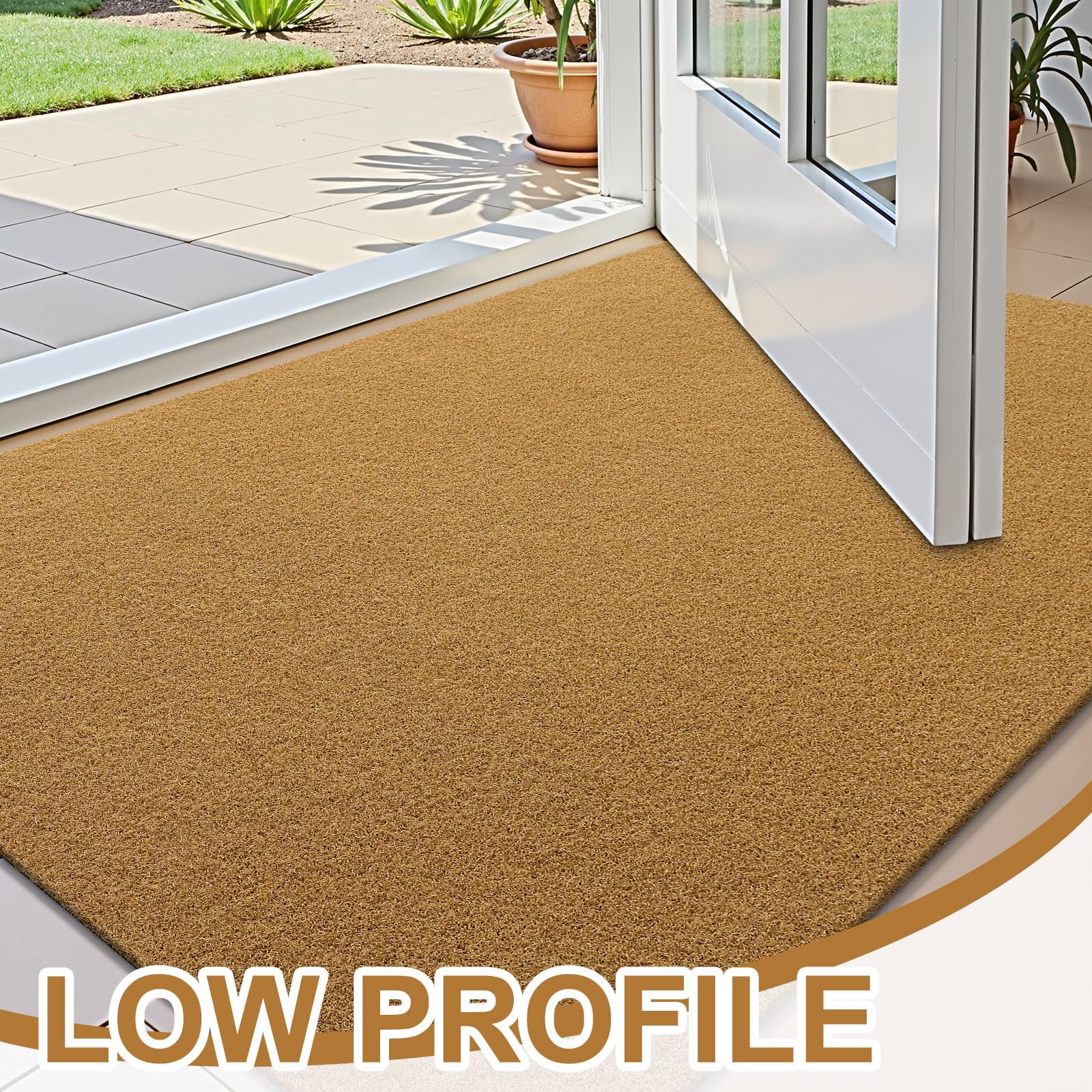 OLANLY Front Door Mat, Low Profile Doormat, Stain and Fade Resistant, Easy to Clean, for Indoor and Outdoor Entrances, Patio Porch or Entryway, Brown (30x17 Inch, Home Sweet Home)