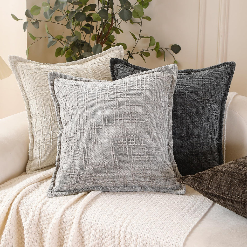 HPUK Decorative Throw Pillow Covers Set of 4 Square Couch Pillows Linen Cushion Cover for Couch Sofa Living Room, 18"x18" inches, Blue