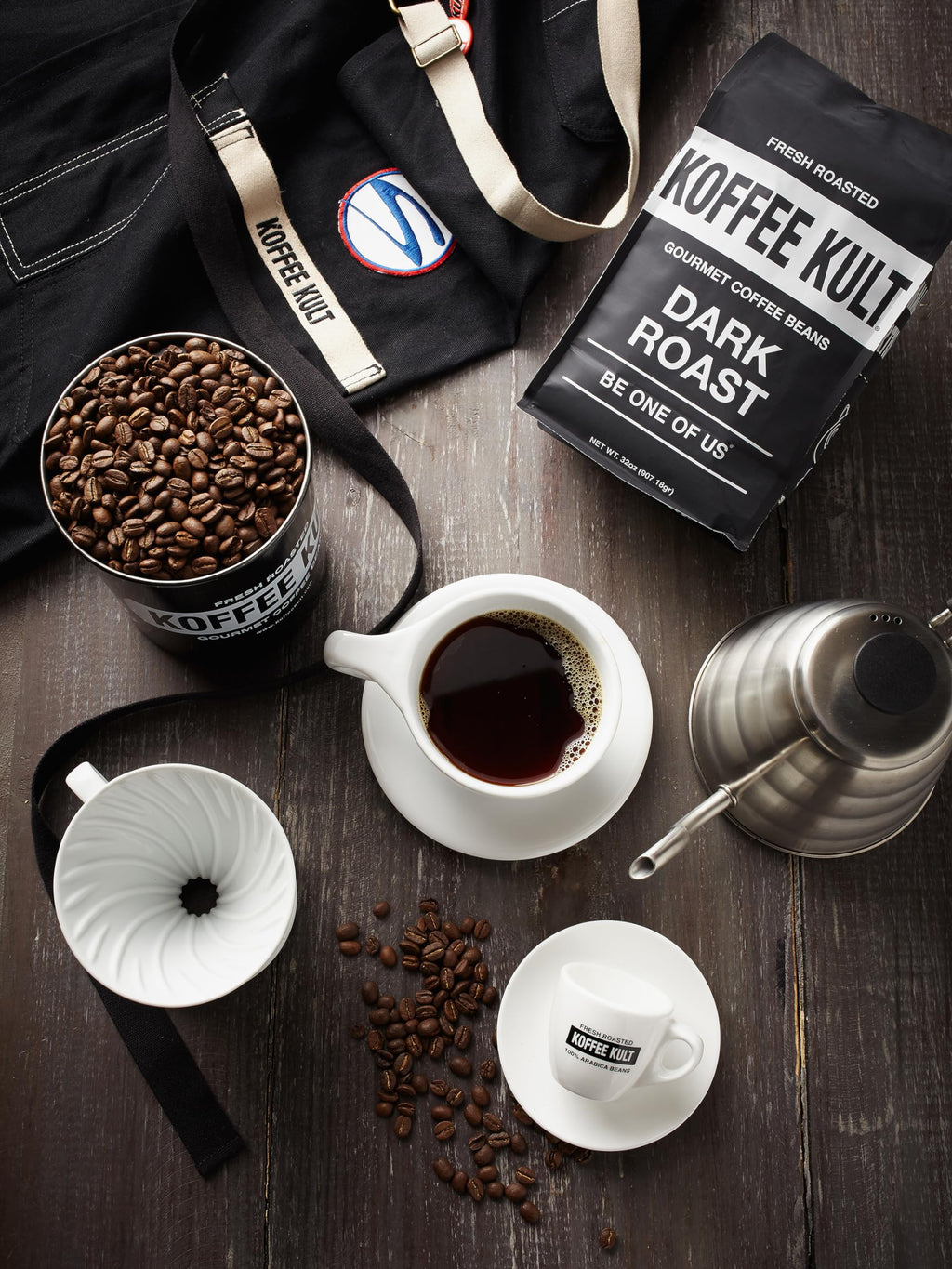 Koffee Kult Dark Roast Whole Bean Coffee - Small Batch 100% Arabica Gourmet Blend, Smooth and Well Balanced Artisan Roasted in 32oz Resealable Package