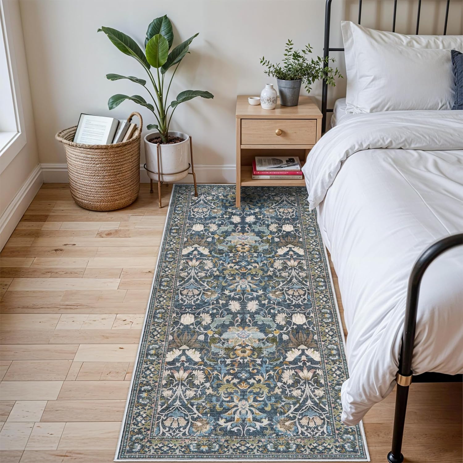 Washable 2x3 Entryway Area Rug - Neutral Kitchen Rug Runner Vintage Soft Floor Mat Non Slip Indoor Farmhouse Carpet for Bathroom Living Room Bedroom (2 X 3, Beige)