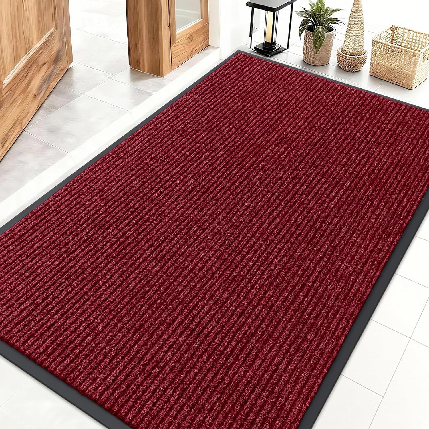 OLANLY Front Door Mat Indoor Outdoor Entrance, Waterproof Heavy Duty Doormat, Fade Resistant, Low Profile, Easy Clean Patio Porch Welcome Floor Mats for Entry, 29.5x17, Beige