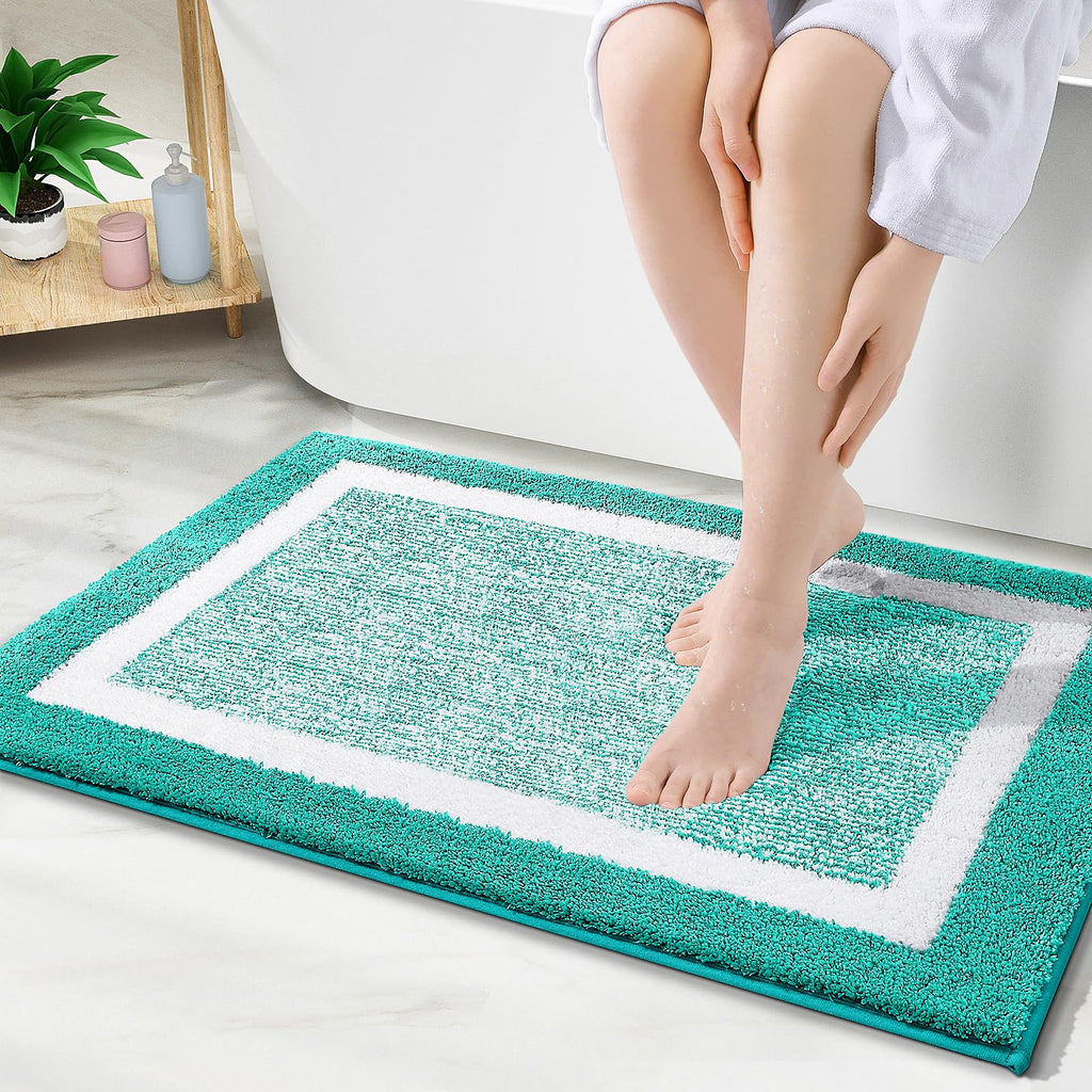 OLANLY Small Bathroom Rugs 24x16, Extra Soft and Absorbent Microfiber Bath Rugs, Non-Slip, Machine Washable, Quick Dry Shaggy Bath Carpet, Bath Mats for Bathroom Floor, Tub, Shower, Grey