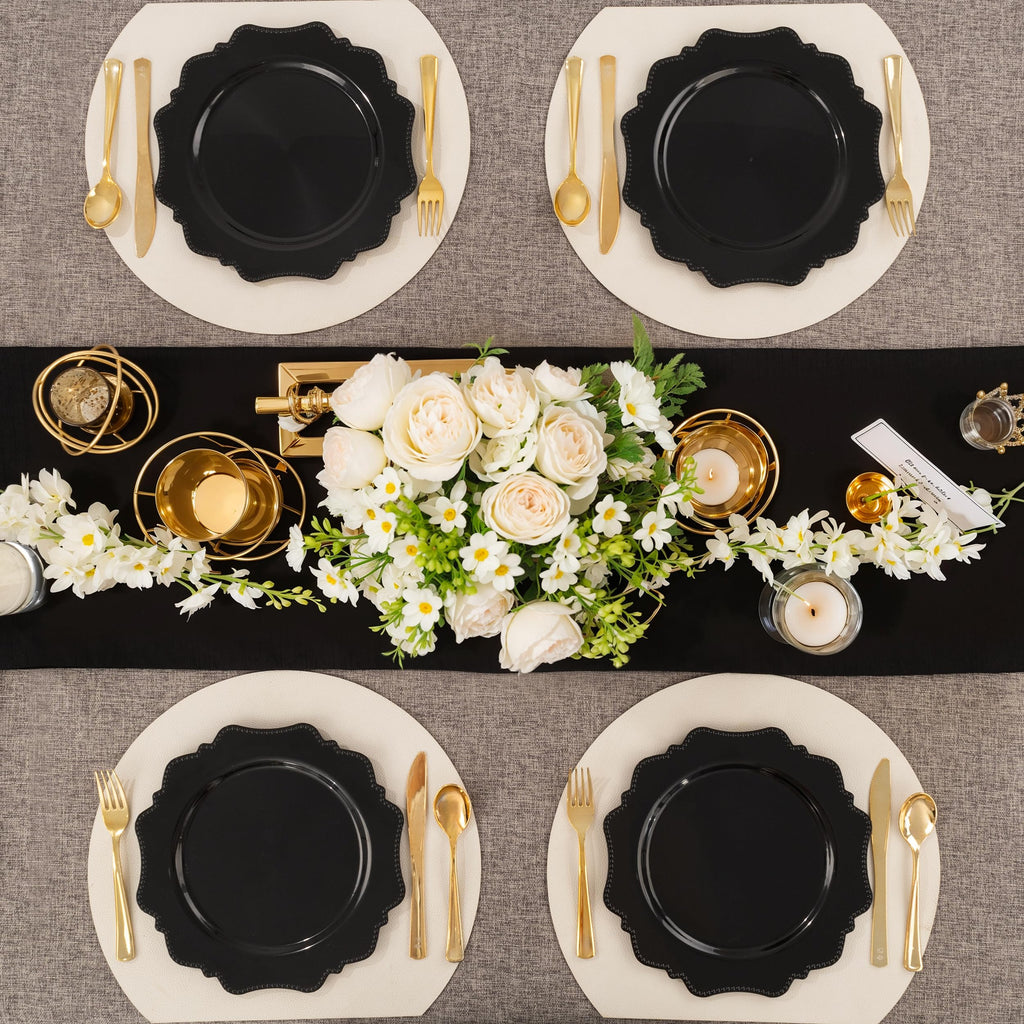 COLOSUS 60PCS White Plastic Plates for 30 guests-Fancy Plastic Beaded Plates,Plastic Plates for Party, Elegant White plates,Include 30 PCS 10.5" Dinner plates & 30PCS 8.25" Dessert plates for easter
