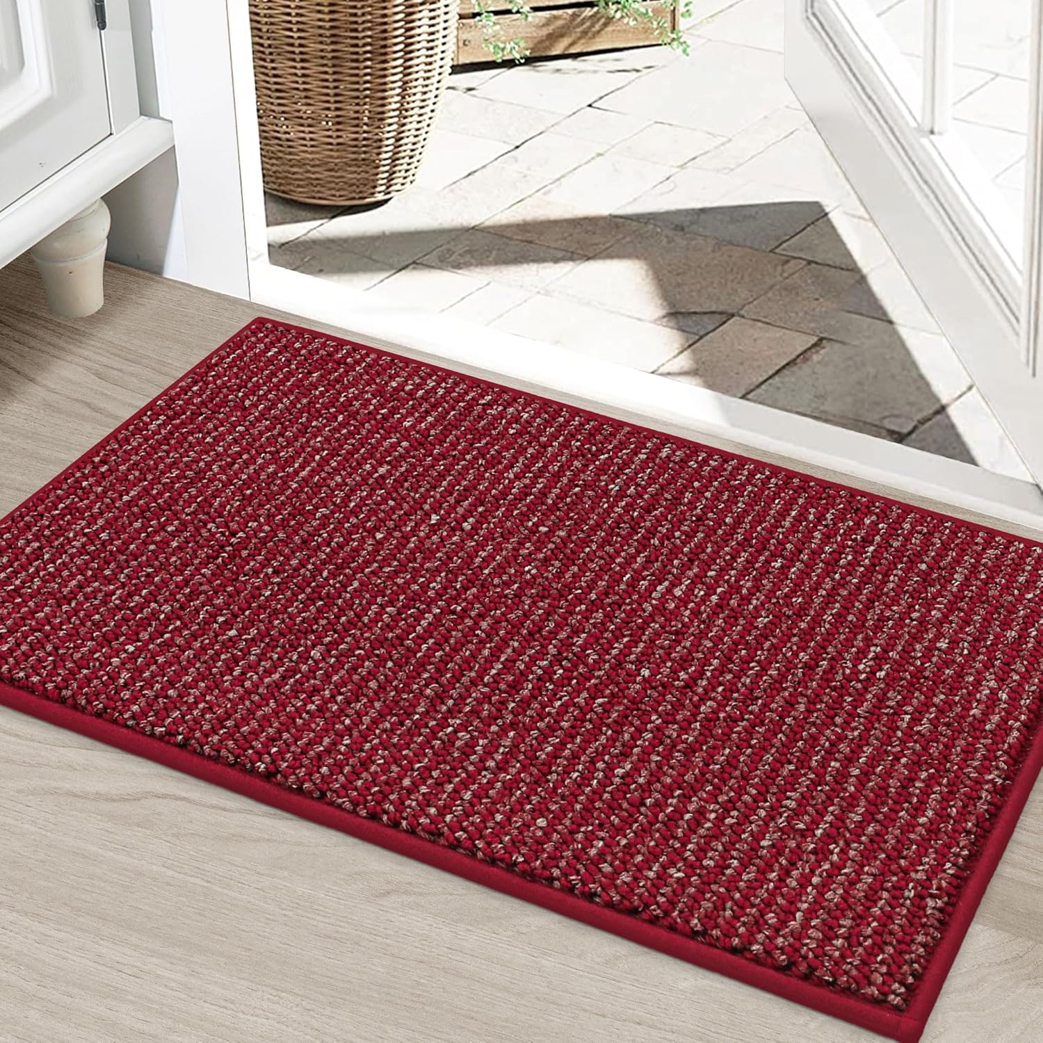 BEQHAUSE Dirt Trapper Door Mat 20" x 32", Non-Slip Washable Doormats Entrance Mat, Dirt Resistant and Absorbent Welcome Mat, Low Profile Floor Mats for Front Back Door and Entryway, Charcoal