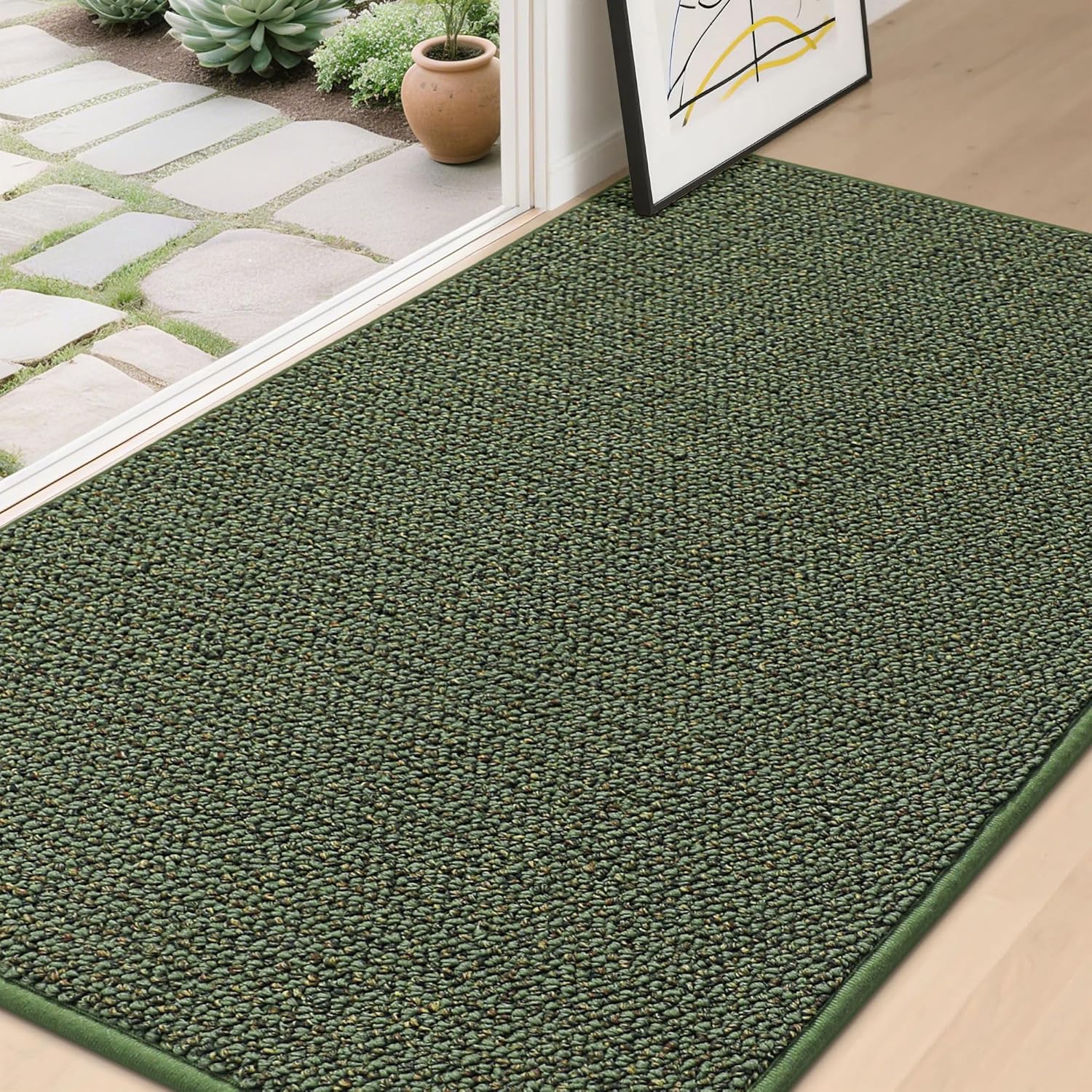 BEQHAUSE Dirt Trapper Door Mat 20" x 32", Non-Slip Washable Doormats Entrance Mat, Dirt Resistant and Absorbent Welcome Mat, Low Profile Floor Mats for Front Back Door and Entryway, Charcoal