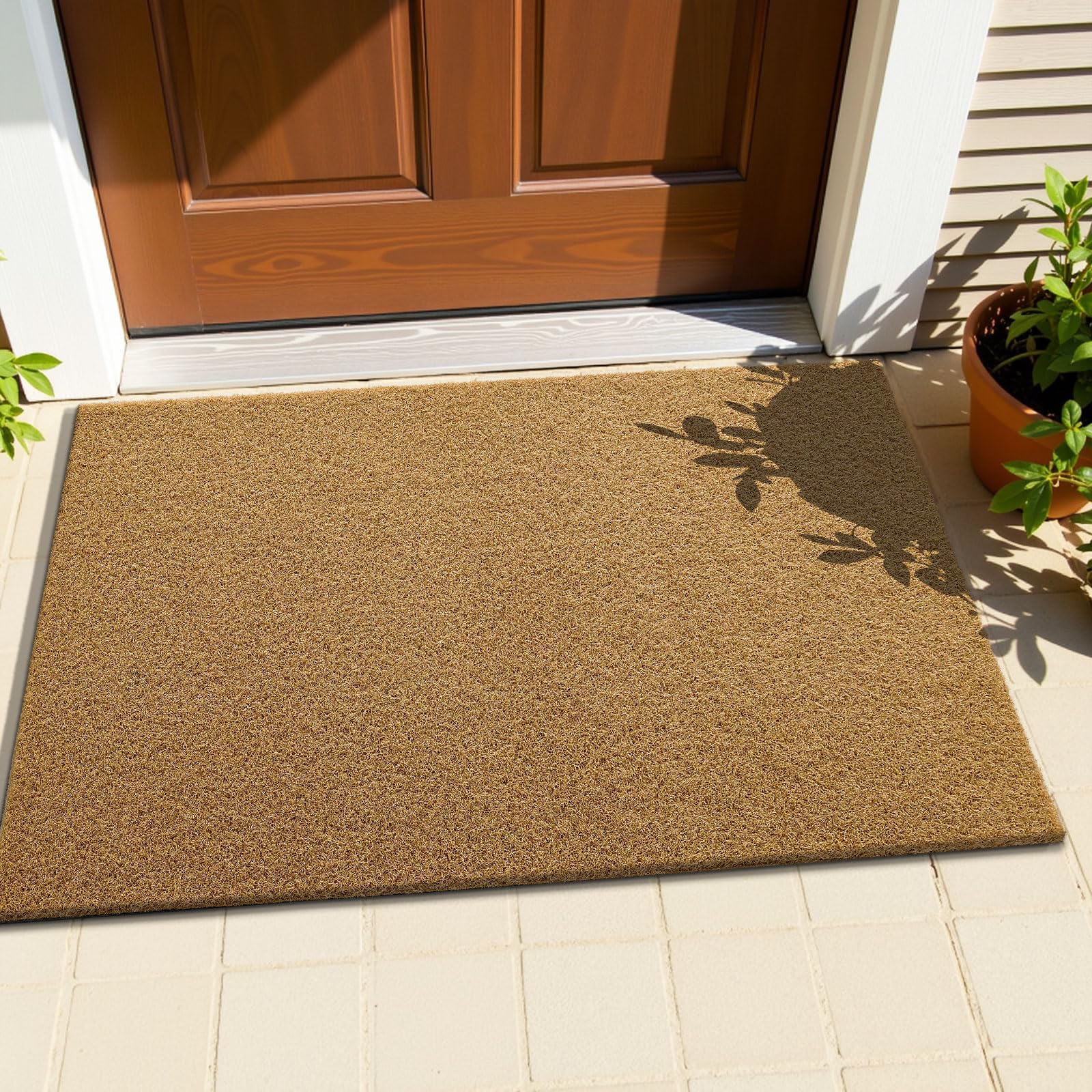 OLANLY Front Door Mat, Low Profile Doormat, Stain and Fade Resistant, Easy to Clean, for Indoor and Outdoor Entrances, Patio Porch or Entryway, Brown (30x17 Inch, Home Sweet Home)