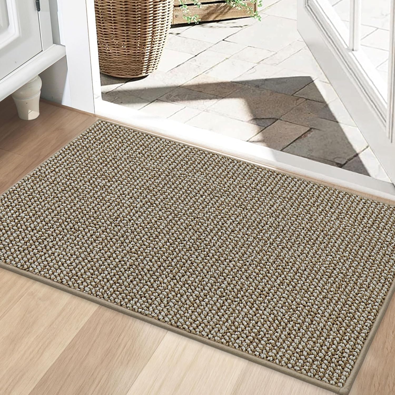 BEQHAUSE Dirt Trapper Door Mat 20" x 32", Non-Slip Washable Doormats Entrance Mat, Dirt Resistant and Absorbent Welcome Mat, Low Profile Floor Mats for Front Back Door and Entryway, Charcoal