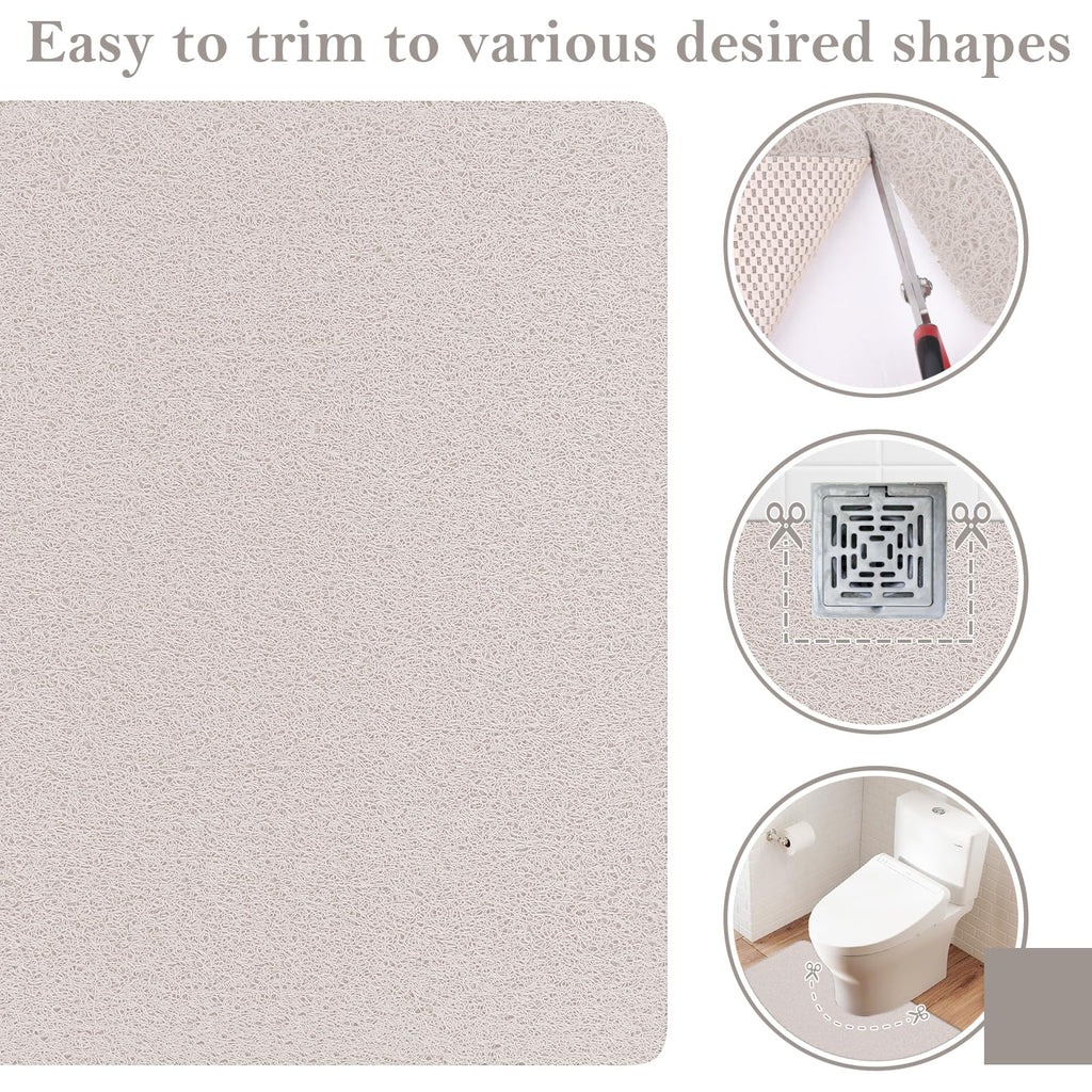 PVC Loofah Shower/Bathtub Mat Non-Slip, 24x16 inch, Soft Tub Mat with Drain, for Tub and Bathroom,Quick Drying,Grey