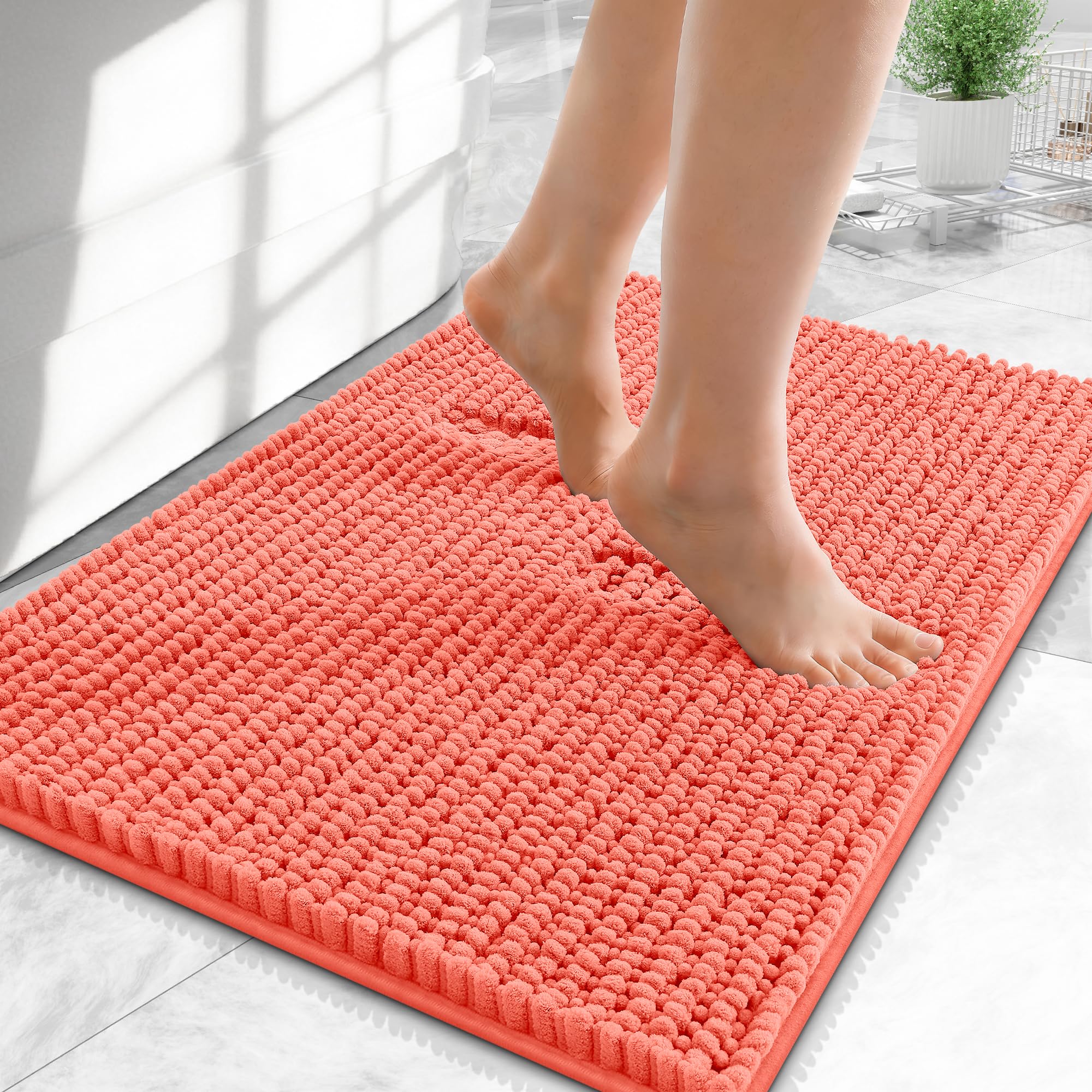 OLANLY Thick Bathroom Rugs 30x20, Extra Soft Absorbent Chenille Bath Rugs, Rubber Backing, Machine Wash Dry, Bath Mats for Bathroom Floor, Tub and Shower, Home Decor Accessories, Grey