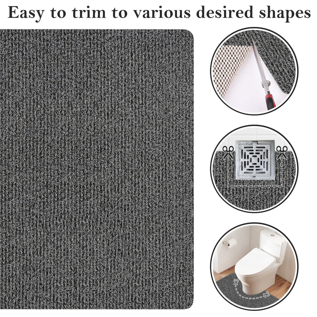 PVC Loofah Shower/Bathtub Mat Non-Slip, 24x16 inch, Soft Tub Mat with Drain, for Tub and Bathroom,Quick Drying,Grey