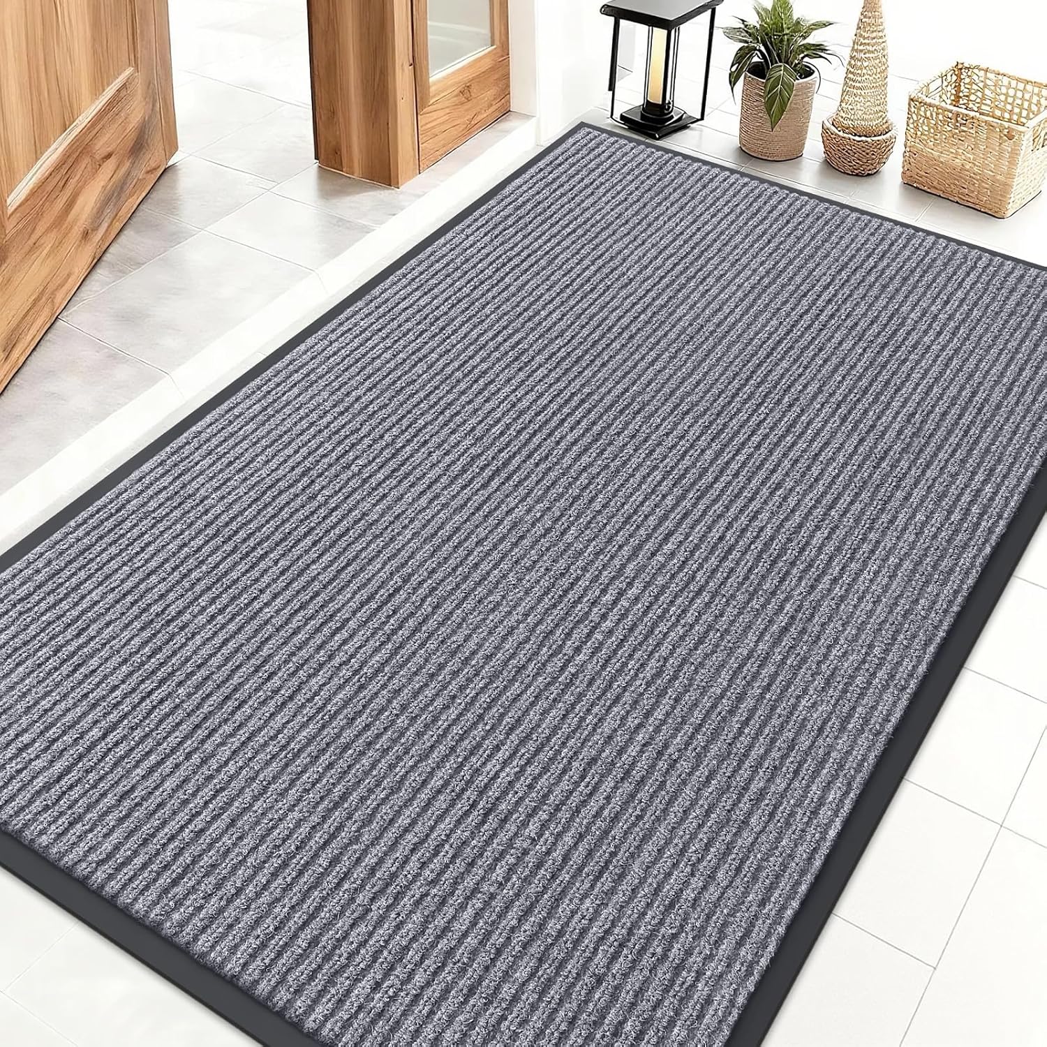 OLANLY Front Door Mat Indoor Outdoor Entrance, Waterproof Heavy Duty Doormat, Fade Resistant, Low Profile, Easy Clean Patio Porch Welcome Floor Mats for Entry, 29.5x17, Beige