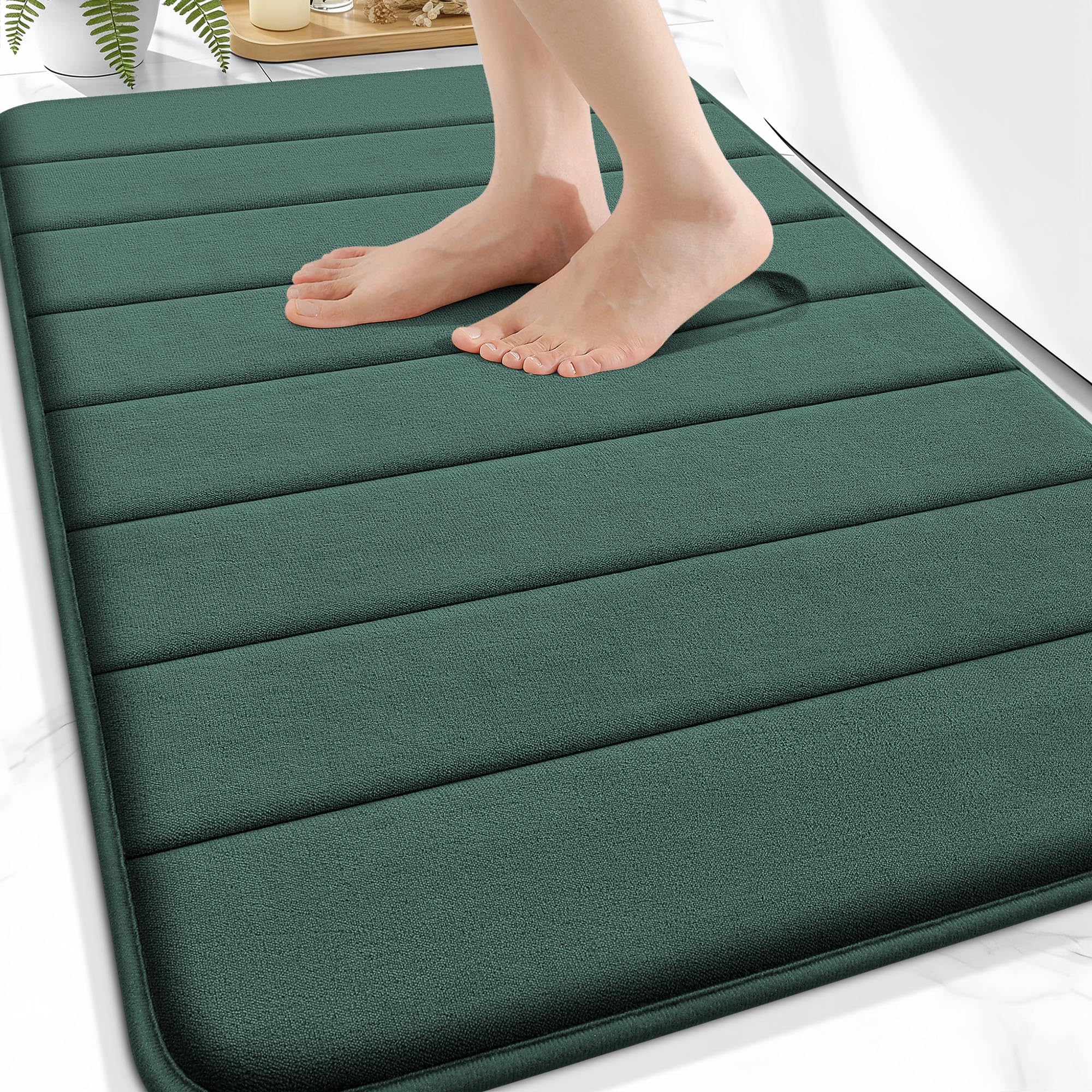 OLANLY Memory Foam Bath Mat 30x20, Super Soft Absorbent Bathroom Rugs, Quick Dry, Machine Washable Shower Floor Rugs, Bathmat Carpet, Bathroom Home Decor Accessories, Grey
