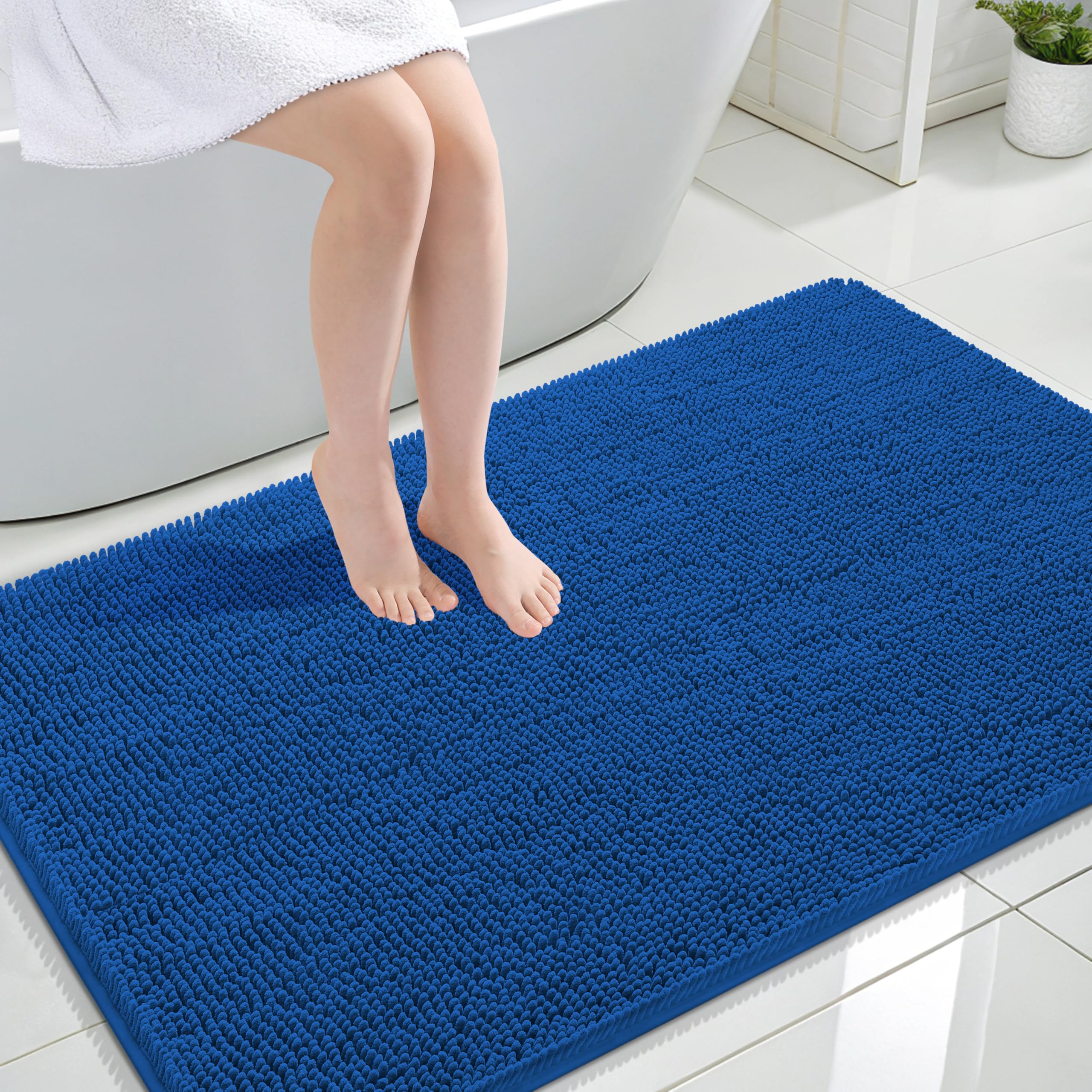 OLANLY Bathroom Rugs 30x20, Extra Soft Absorbent Chenille Bath Rugs, Rubber Backing Quick Dry, Machine Washable Bath Mats for Bathroom Floor, Tub and Shower, Home Decor Accessories, Grey