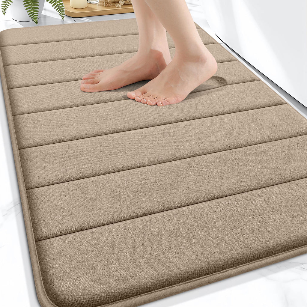 OLANLY Memory Foam Bath Mat 30x20, Super Soft Absorbent Bathroom Rugs, Quick Dry, Machine Washable Shower Floor Rugs, Bathmat Carpet, Bathroom Home Decor Accessories, Grey