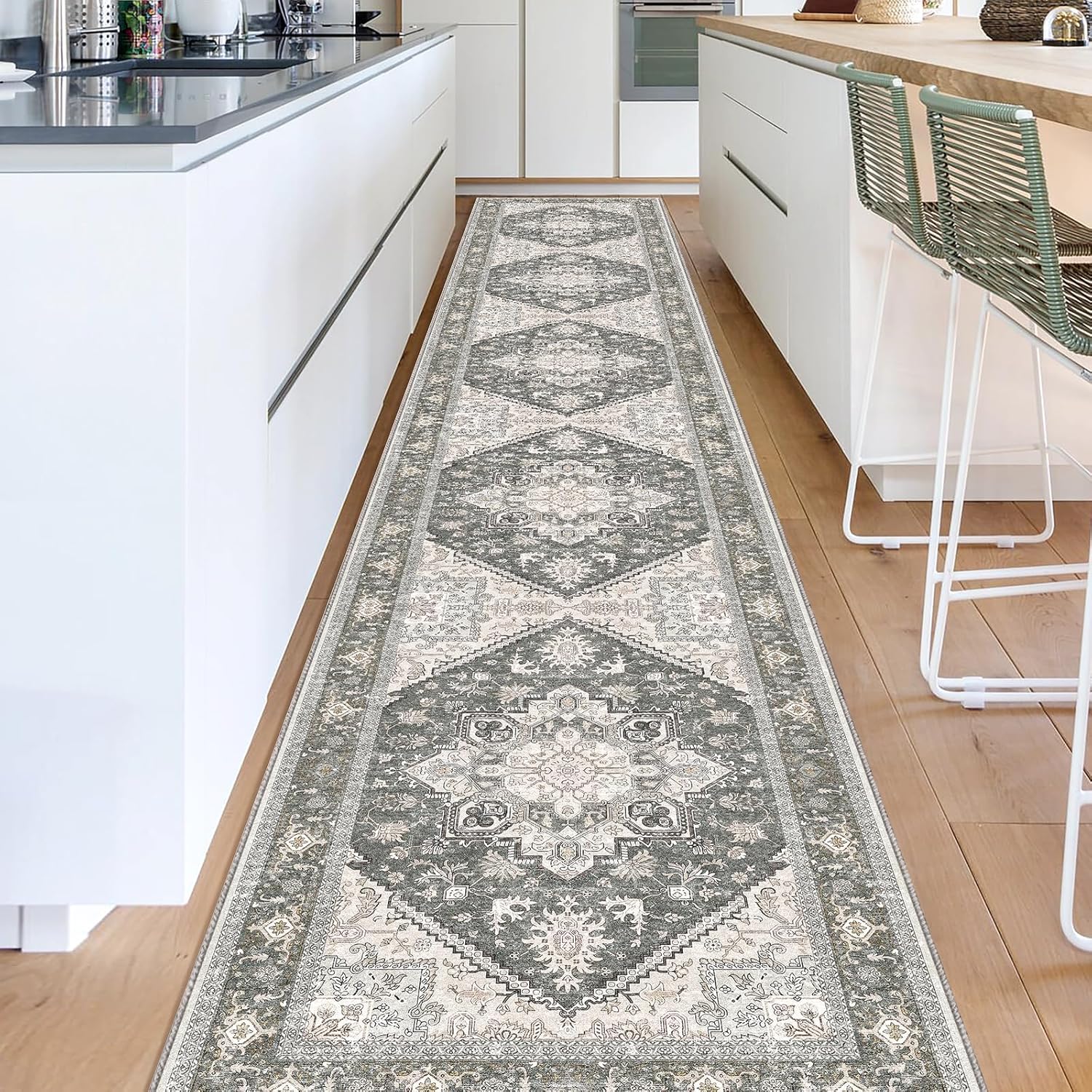 OPPODREAM Soft Area Rugs 5x7, 5x7 Washable Rug with Non Slip Backing, 5 x 7 Faux Cashmere Low-Pile Carpet, Brown