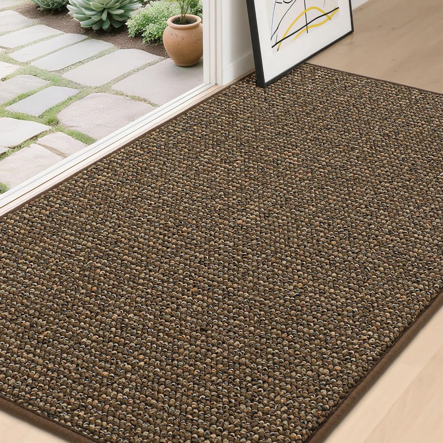 BEQHAUSE Dirt Trapper Door Mat 20" x 32", Non-Slip Washable Doormats Entrance Mat, Dirt Resistant and Absorbent Welcome Mat, Low Profile Floor Mats for Front Back Door and Entryway, Charcoal
