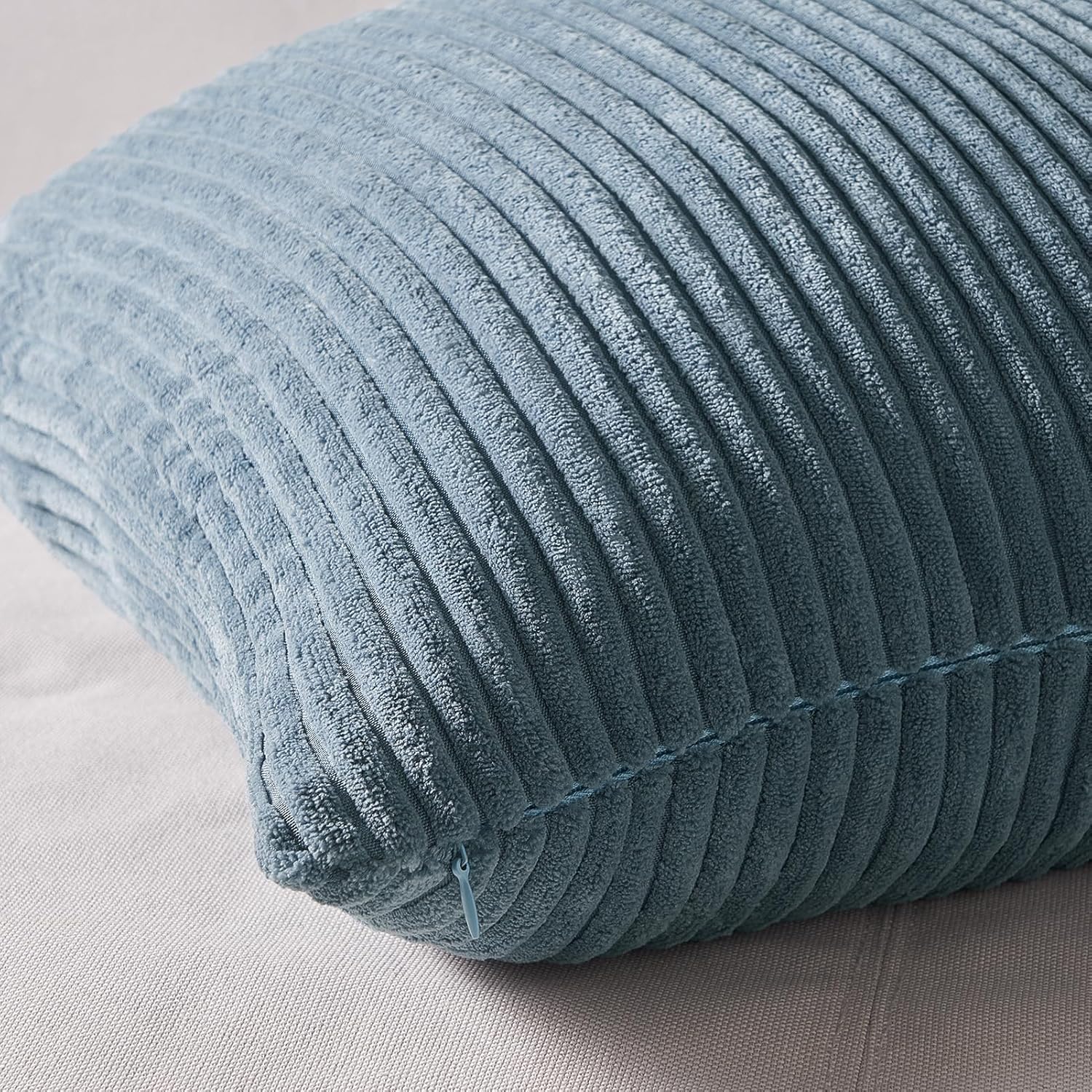 Topfinel BlueGray Decorative Throw Pillow Covers 22x22 Inch Set of 4,Soft Accent Corduroy Striped Gradient Color Small Cushion Cover for Beach,Patio,Balcony,Couch Living Room,Summer Home Decor