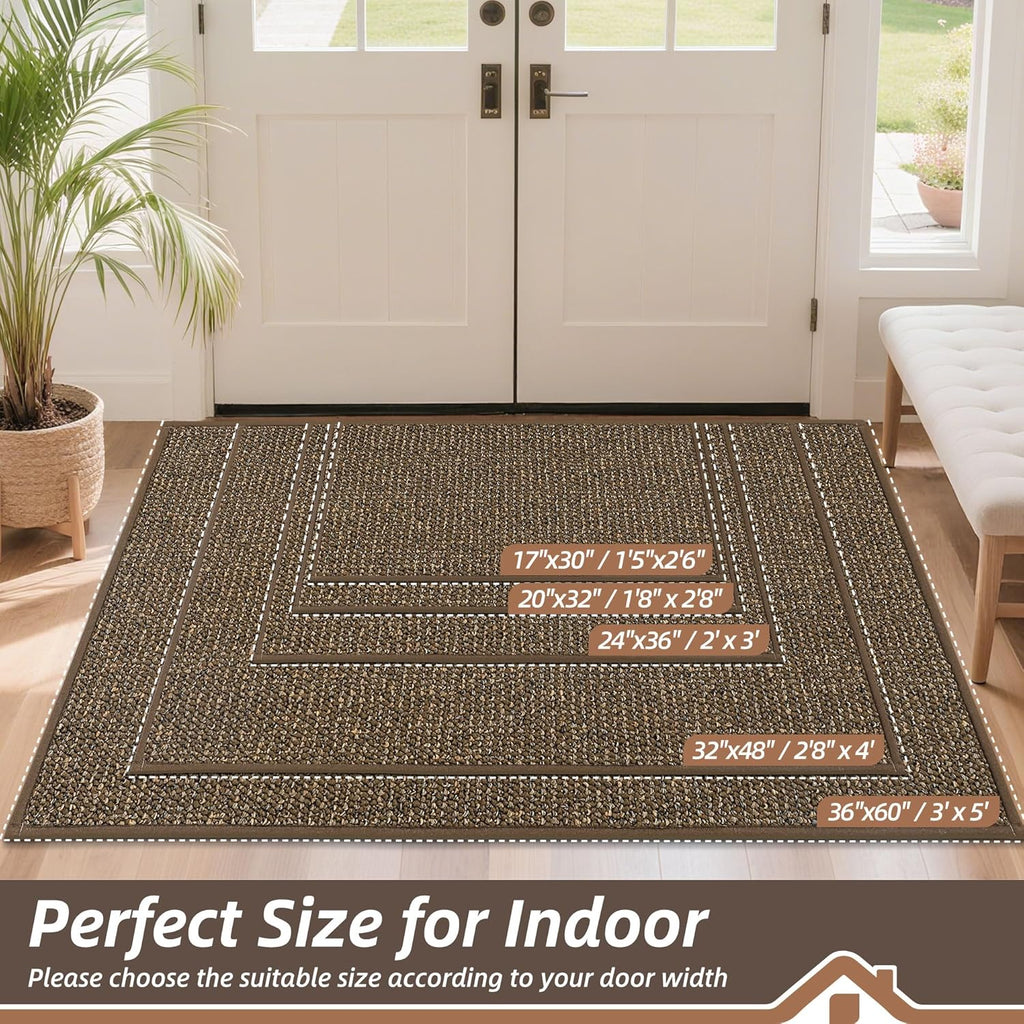 BEQHAUSE Dirt Trapper Door Mat 20" x 32", Non-Slip Washable Doormats Entrance Mat, Dirt Resistant and Absorbent Welcome Mat, Low Profile Floor Mats for Front Back Door and Entryway, Charcoal