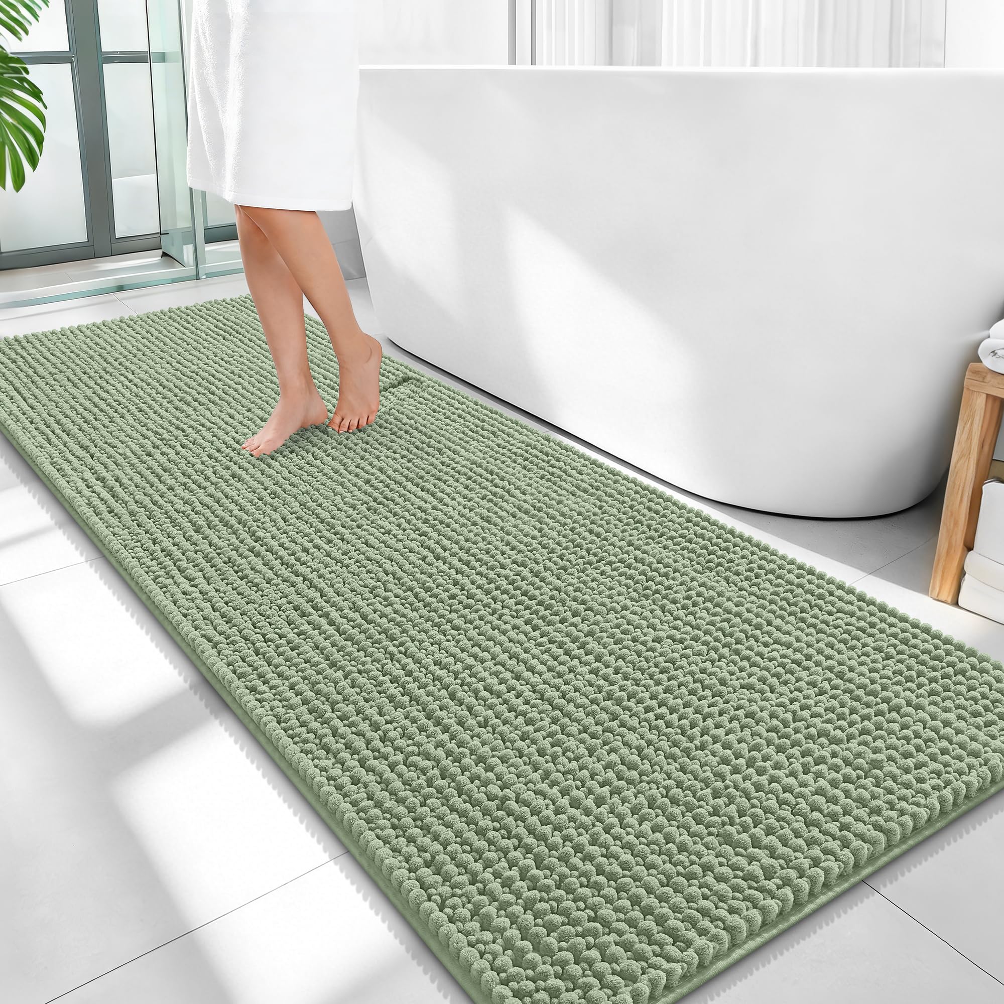 OLANLY Thick Bathroom Rugs 30x20, Extra Soft Absorbent Chenille Bath Rugs, Rubber Backing, Machine Wash Dry, Bath Mats for Bathroom Floor, Tub and Shower, Home Decor Accessories, Grey