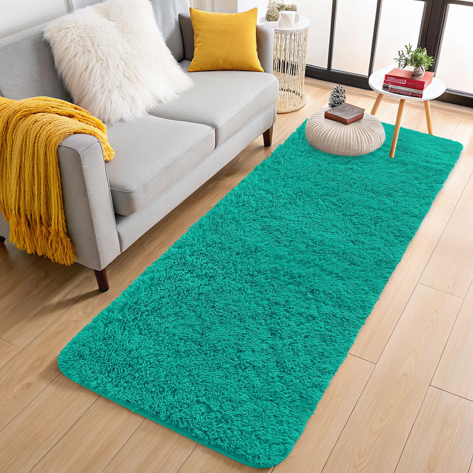 OLANLY Area Rugs for Living Room Bedroom, Machine Washable 4x5.9 ft Soft Fluffy Shaggy Bedside Rug, Indoor Floor Carpet for Kids Girls and Boys, Dorms, Nursery Rooms, Home Decor Aesthetic, Grey