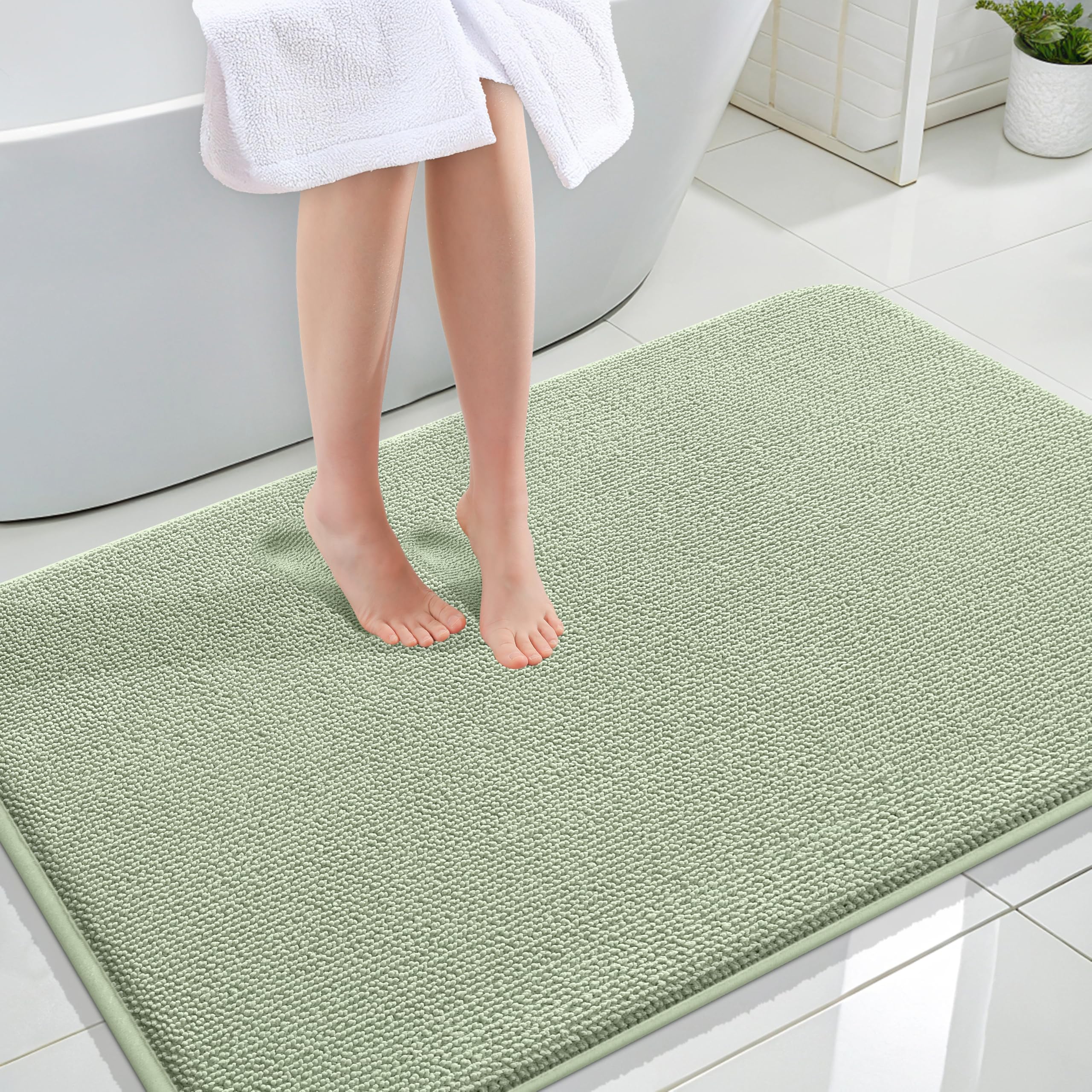 OLANLY Thick Memory Foam Bath Mat Rug 30x20, Extra Soft Absorbent Bathroom Rugs, Quick Dry Bath Mats, Non-Slip, Machine Washable Carpet for Bathroom, Tub and Shower, Home Decor Accessories, Grey