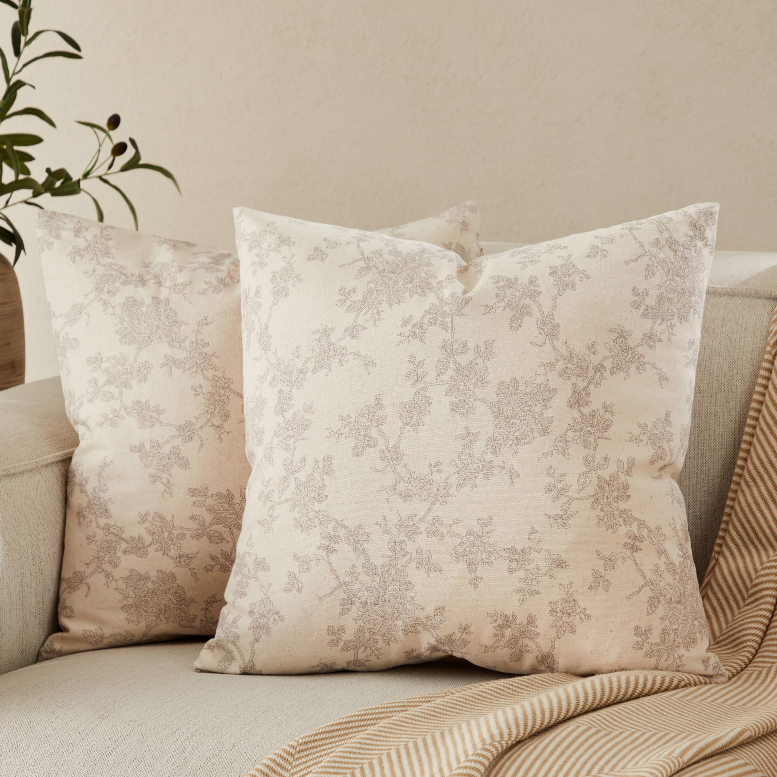 100% Cotton French Pastoral Throw Pillow Covers Set of 2, 18x18 Inch Blue Farmhouse Decorative Cushion Covers for Sofa Bed Living Room Home Decor
