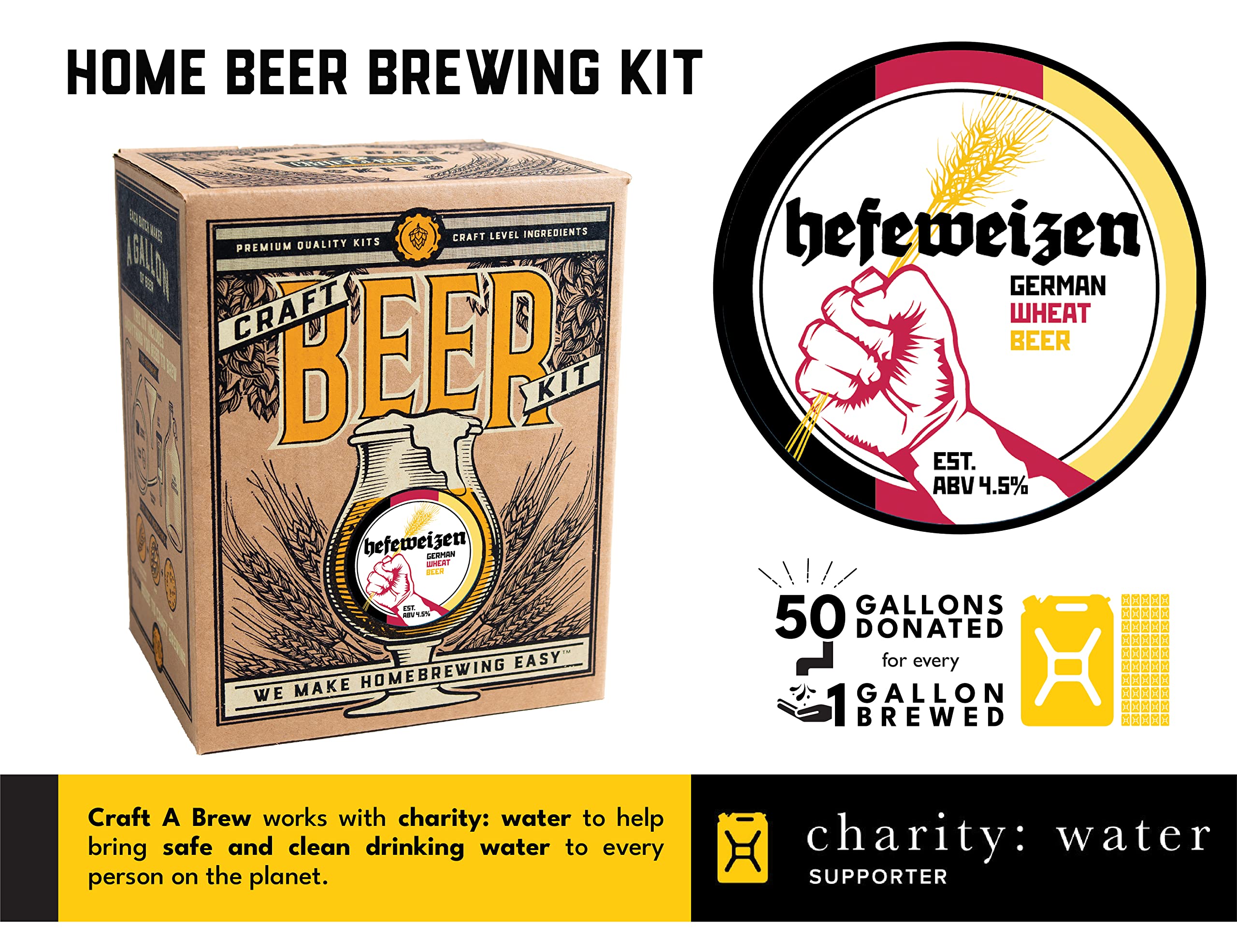 Craft A Brew - American Pale Ale - Beer Making Kit - Make Your Own Craft Beer - Complete Equipment and Supplies - Starter Home Brewing Kit - 1 Gallon