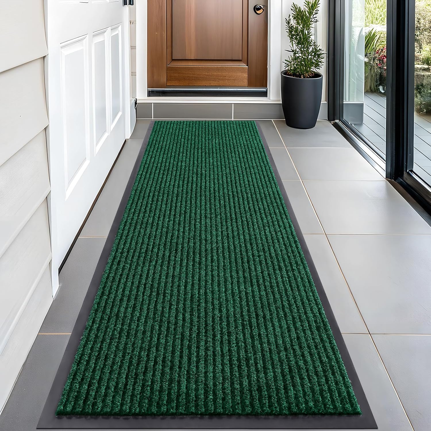 OLANLY Front Door Mat Indoor Outdoor Entrance, Waterproof Heavy Duty Doormat, Fade Resistant, Low Profile, Easy Clean Patio Porch Welcome Floor Mats for Entry, 29.5x17, Beige