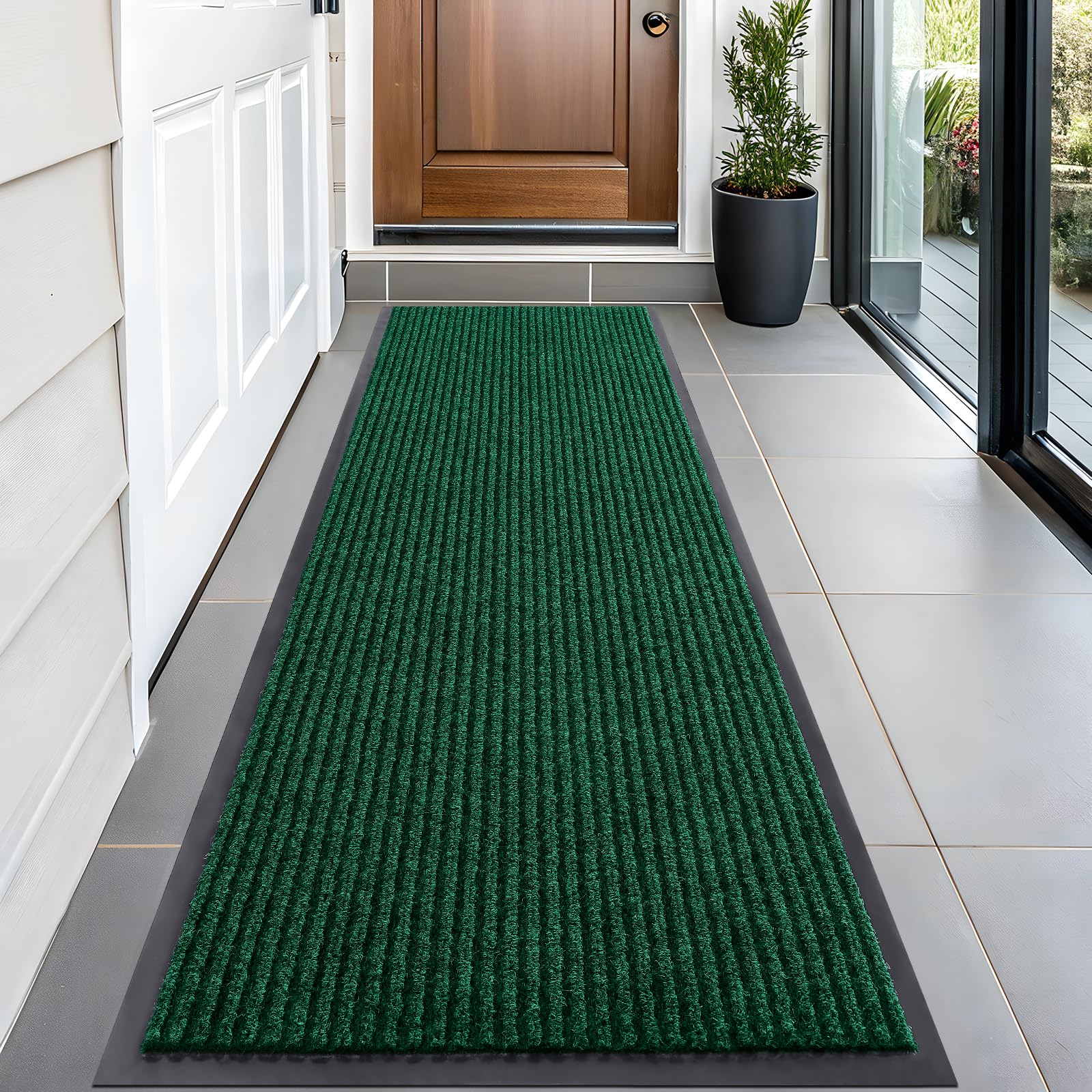 OLANLY Front Door Mat Indoor Outdoor Entrance, Waterproof Heavy Duty Doormat, Fade Resistant, Low Profile, Easy Clean Patio Porch Welcome Floor Mats for Entry, 29.5x17, Grey