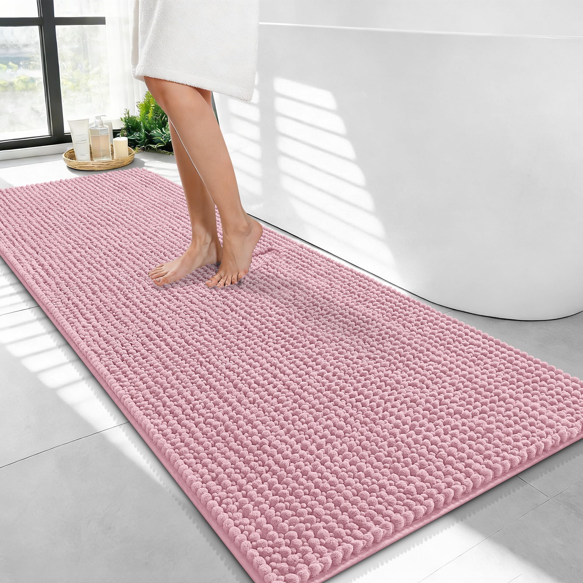 OLANLY Thick Bathroom Rugs 30x20, Extra Soft Absorbent Chenille Bath Rugs, Rubber Backing, Machine Wash Dry, Bath Mats for Bathroom Floor, Tub and Shower, Home Decor Accessories, Grey
