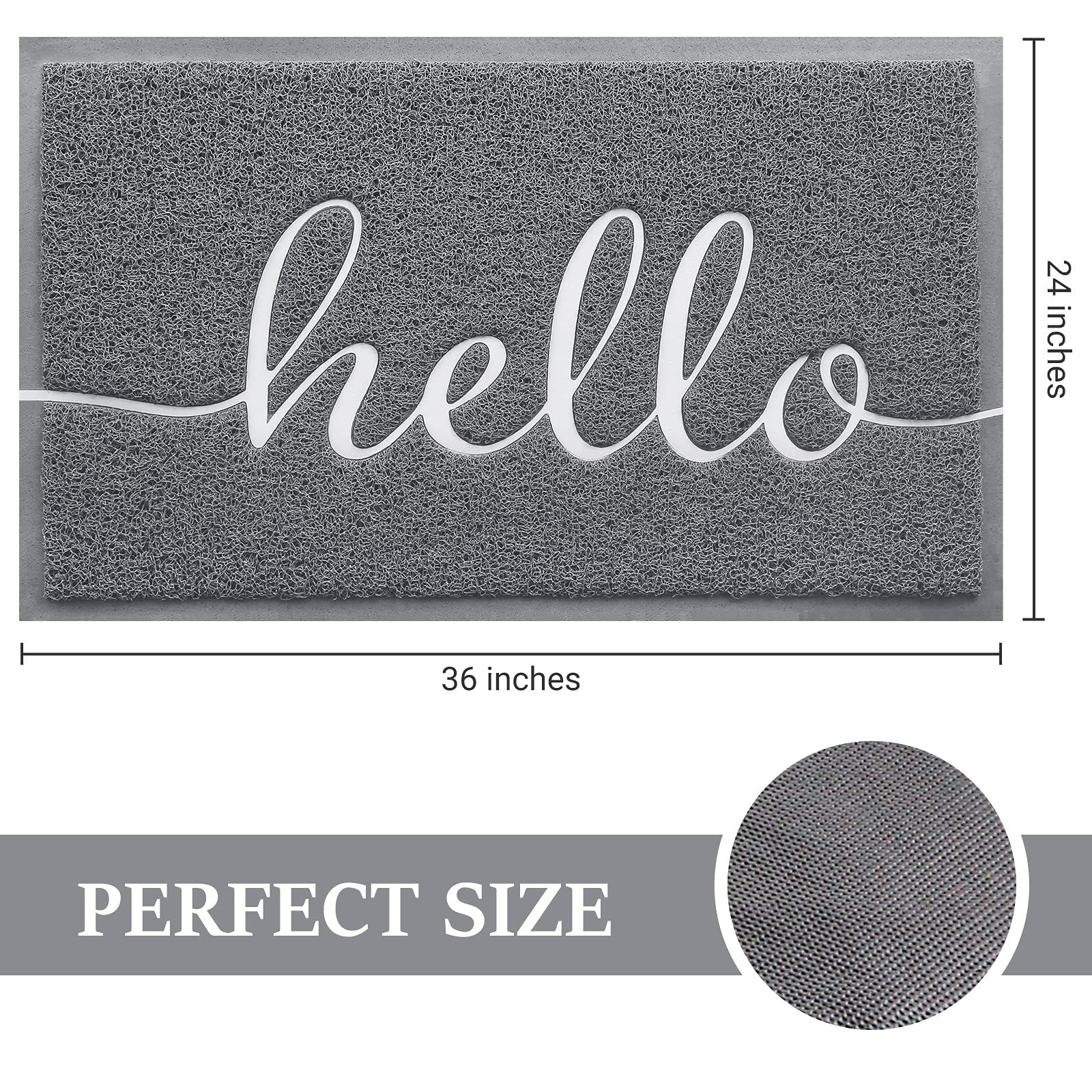 Door Mat (30"x17.5",Black), Welcome Mat Low Profile Front Doormat Floor Mat Non Slip Rugs for Entryway, Patio, High Traffic Areas