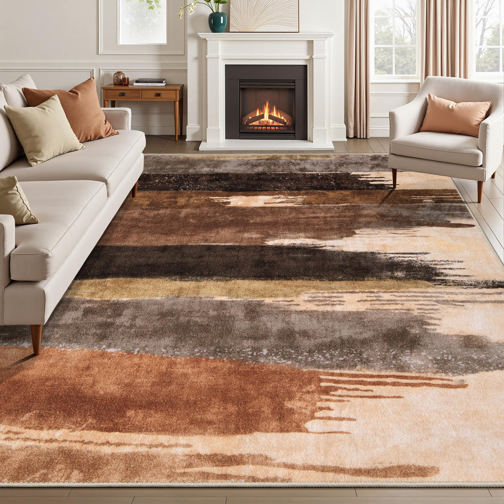 Ciicool Modern Abstract Area Rug 2x3 Washable Small Entryway Rug, Non-Slip Low Pile Throw Rug, Foldable Kitchen Bathroom Rugs, Blue Grey Floor Carpet for Entrance Living Room Bedroom Indoor Doormat