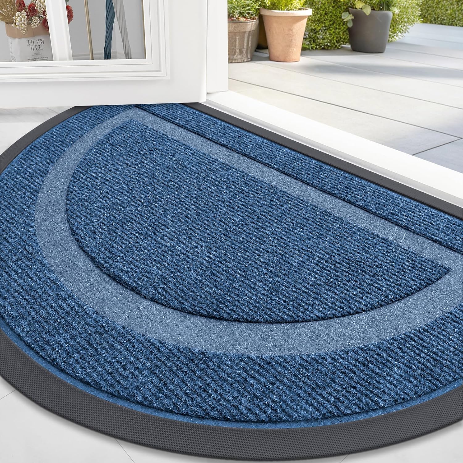 OLANLY Front Door Mat Indoor Outdoor Entrance, Waterproof All-Season, All-Weather Doormat, Sturdy Natural Rubber, Fade Resistant, Low Profile, Easy Clean Patio Porch Entryway Mat, 29.5x17, Beige