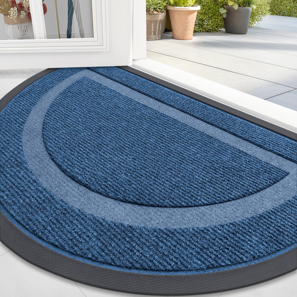 OLANLY Front Door Mat Indoor Outdoor Entrance, Waterproof All-Season, All-Weather Doormat, Sturdy Natural Rubber, Fade Resistant, Low Profile, Easy Clean Patio Porch Entryway Mat, 29.5x17, Black