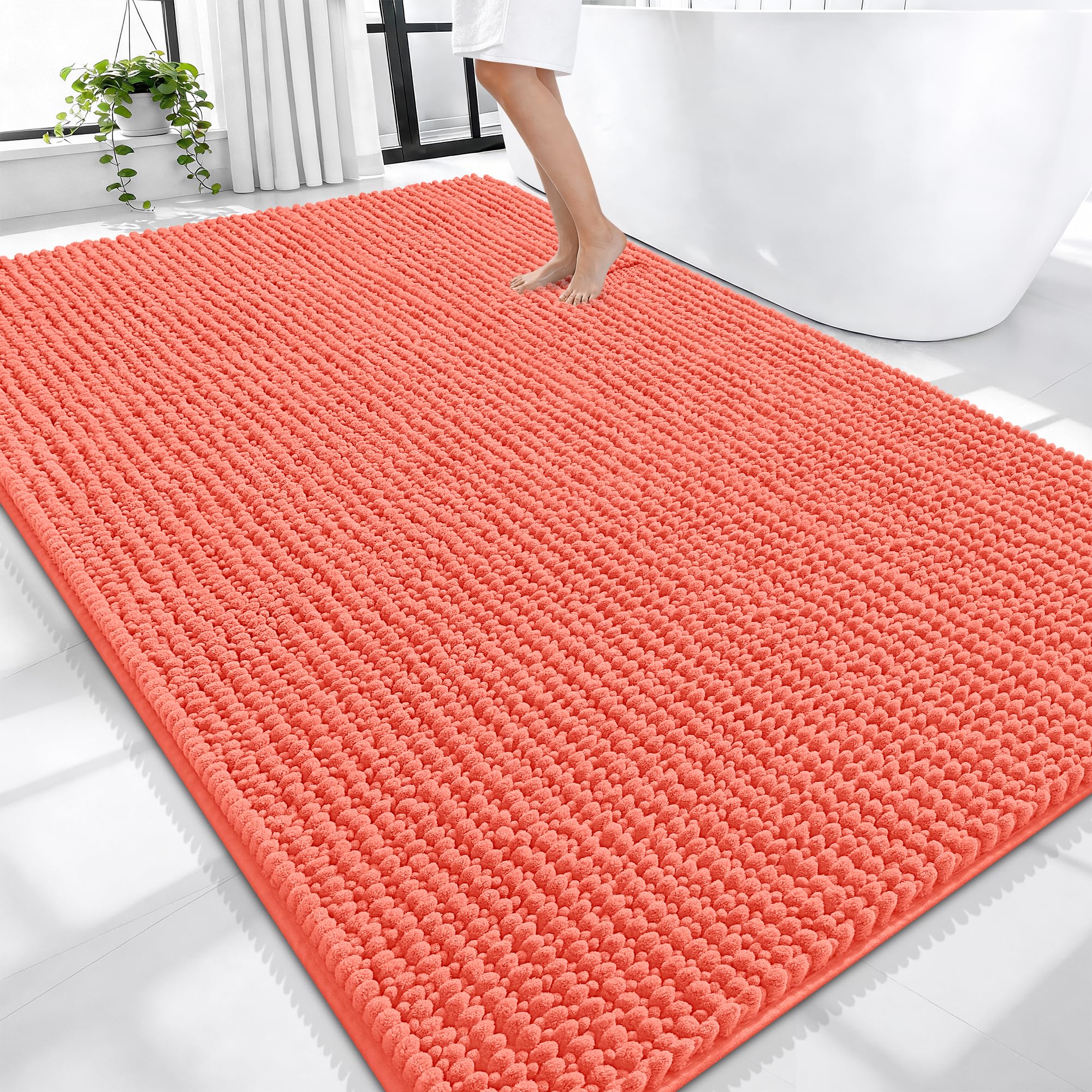 OLANLY Thick Bathroom Rugs 30x20, Extra Soft Absorbent Chenille Bath Rugs, Rubber Backing, Machine Wash Dry, Bath Mats for Bathroom Floor, Tub and Shower, Home Decor Accessories, Grey