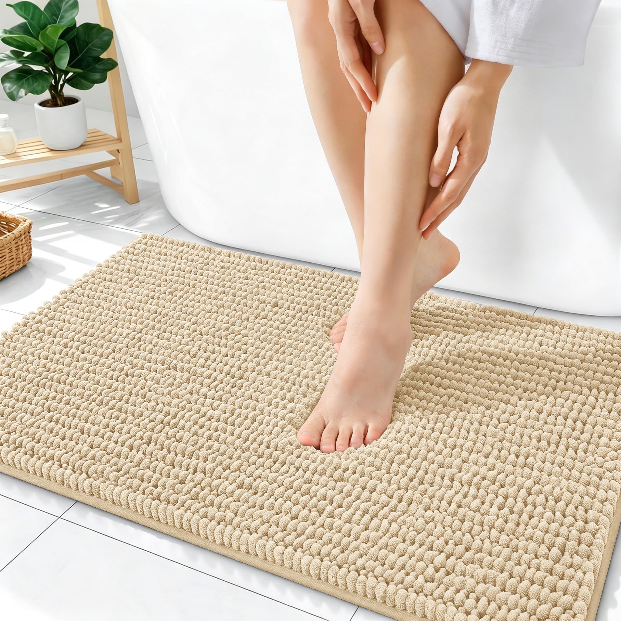 OLANLY Thick Bathroom Rugs 30x20, Extra Soft Absorbent Chenille Bath Rugs, Rubber Backing, Machine Wash Dry, Bath Mats for Bathroom Floor, Tub and Shower, Home Decor Accessories, Grey