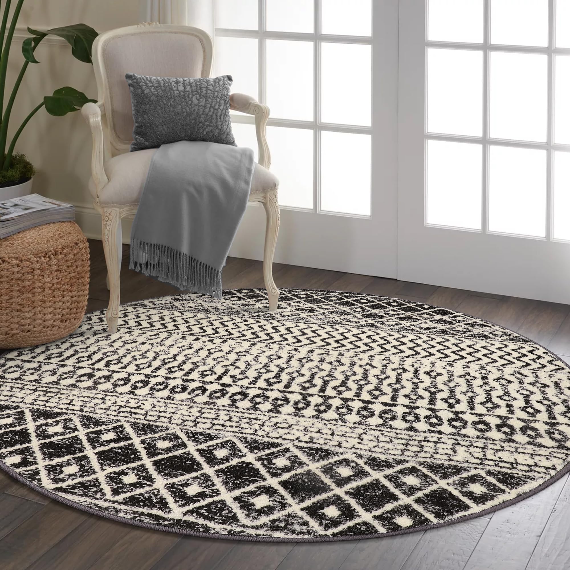 Moroccan Washable Rugs, 2x3 Light Grey Rug Non-Slip Small Distressed Entryway Rugs, Soft Low-Pile Bedroom Rug Indoor Doormat Carpet for Entryway Kitchen Bathroom