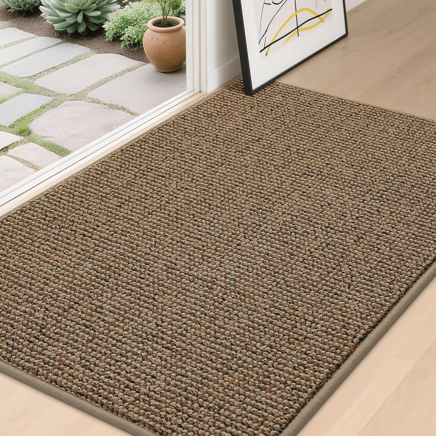 BEQHAUSE Dirt Trapper Door Mat 20" x 32", Non-Slip Washable Doormats Entrance Mat, Dirt Resistant and Absorbent Welcome Mat, Low Profile Floor Mats for Front Back Door and Entryway, Charcoal