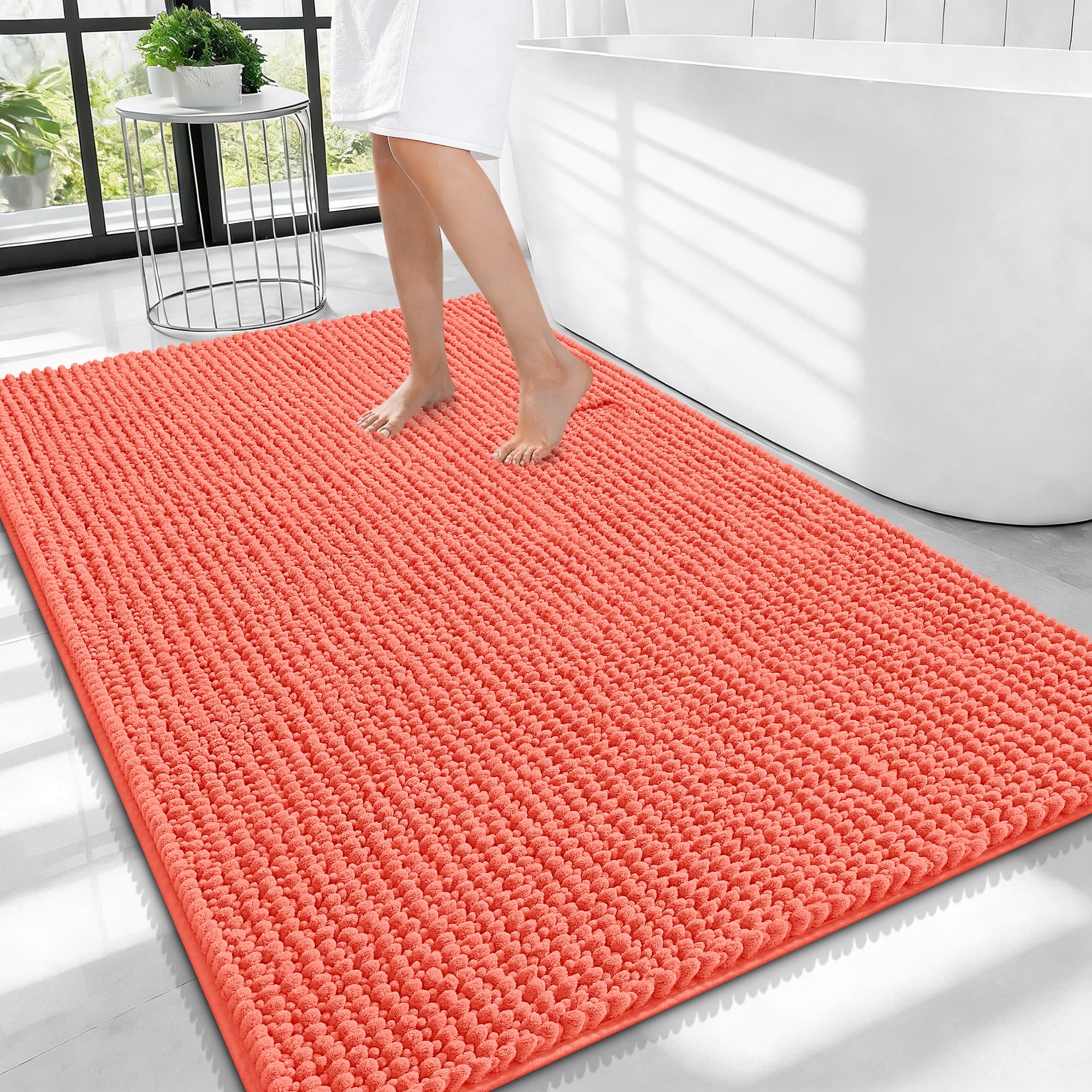 OLANLY Thick Bathroom Rugs 30x20, Extra Soft Absorbent Chenille Bath Rugs, Rubber Backing, Machine Wash Dry, Bath Mats for Bathroom Floor, Tub and Shower, Home Decor Accessories, Grey