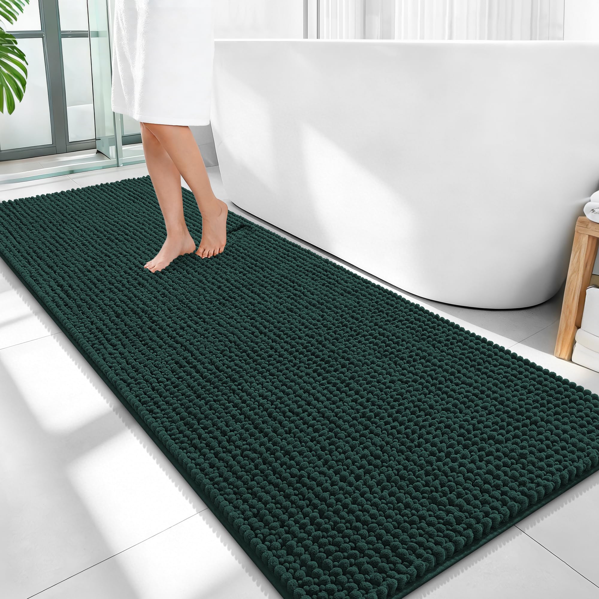 OLANLY Thick Bathroom Rugs 30x20, Extra Soft Absorbent Chenille Bath Rugs, Rubber Backing, Machine Wash Dry, Bath Mats for Bathroom Floor, Tub and Shower, Home Decor Accessories, Grey