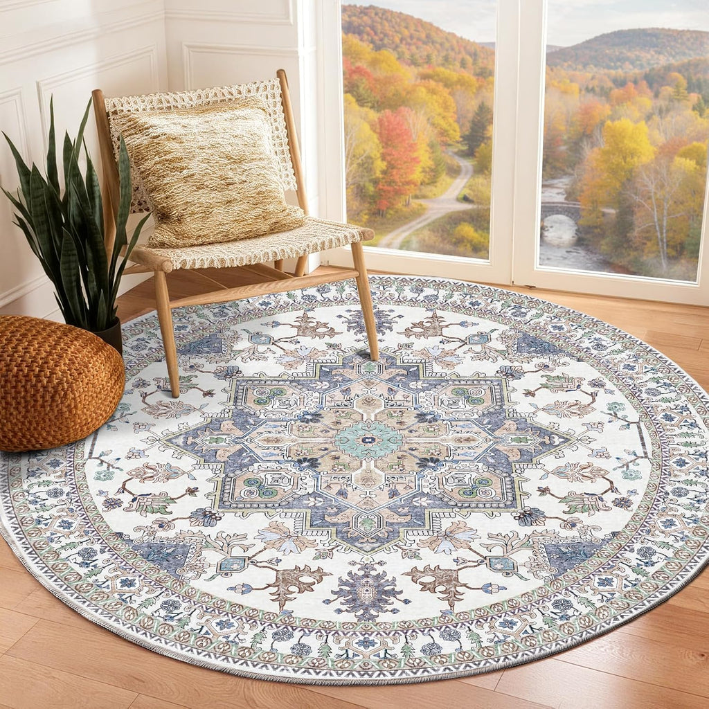 OPPODREAM Soft Area Rugs 5x7, 5x7 Washable Rug with Non Slip Backing, 5 x 7 Faux Cashmere Low-Pile Carpet, Brown