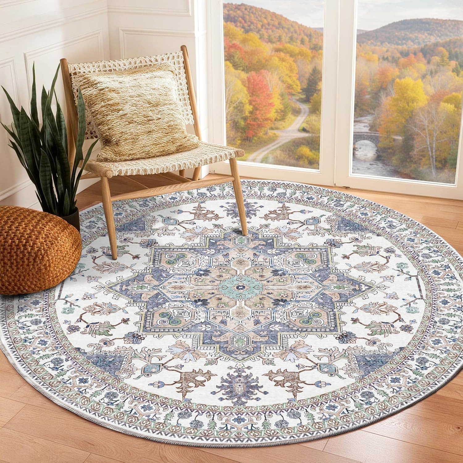 OPPODREAM Soft Area Rugs 5x7, 5x7 Washable Rug with Non Slip Backing, 5 x 7 Faux Cashmere Low-Pile Carpet, Brown