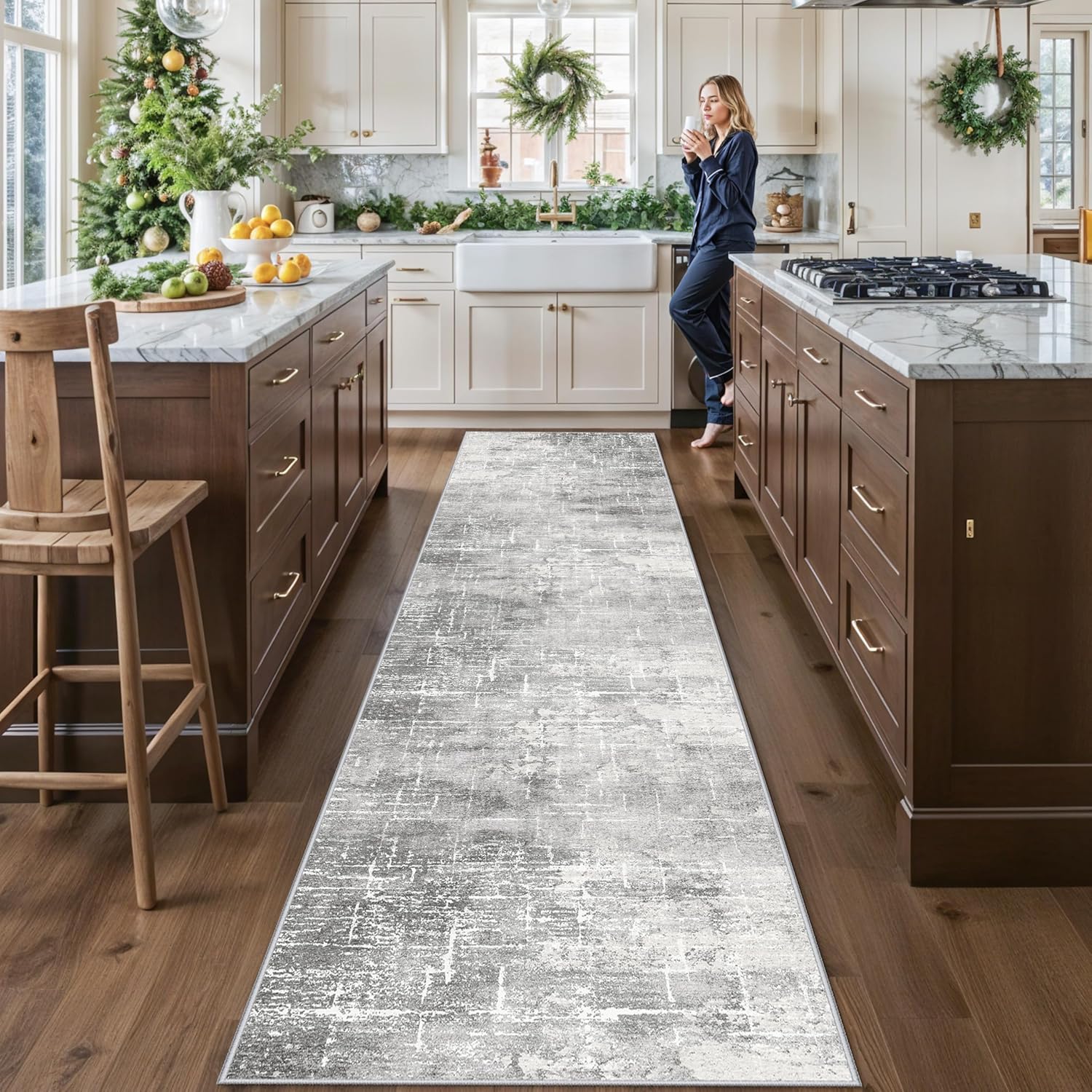 Washable 2x3 Entryway Area Rug - Neutral Kitchen Rug Runner Vintage Soft Floor Mat Non Slip Indoor Farmhouse Carpet for Bathroom Living Room Bedroom (2 X 3, Beige)