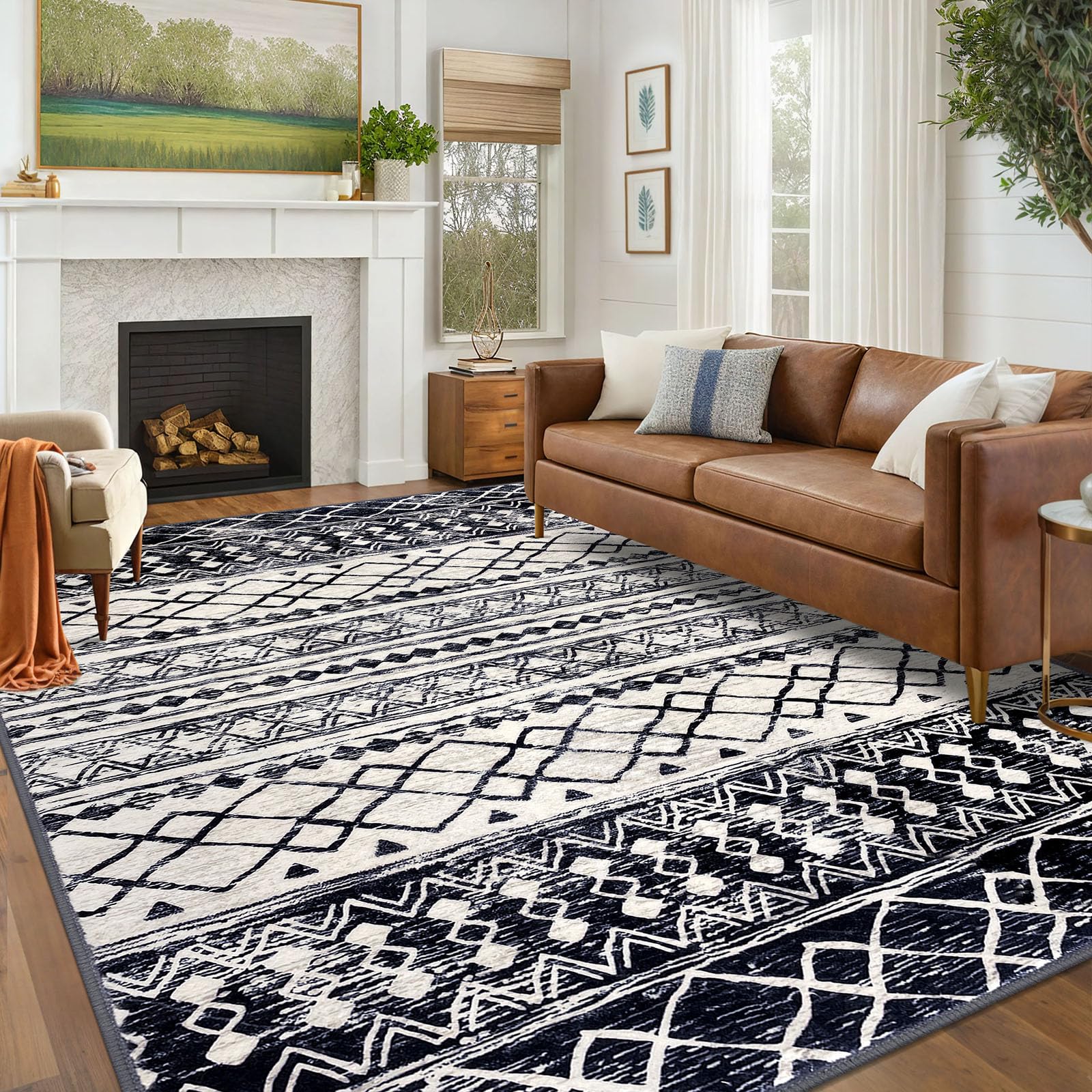 KUTA Washable Non-Slip Rugs for Entryway 2x3, Grey Moroccan Boho Small Area Rug, Ultra Soft Vintage Geometric Low-Pile Indoor Door Mat Floor Carpet for Indoor, Entrance, Kitchen, Bathroom, Bedroom