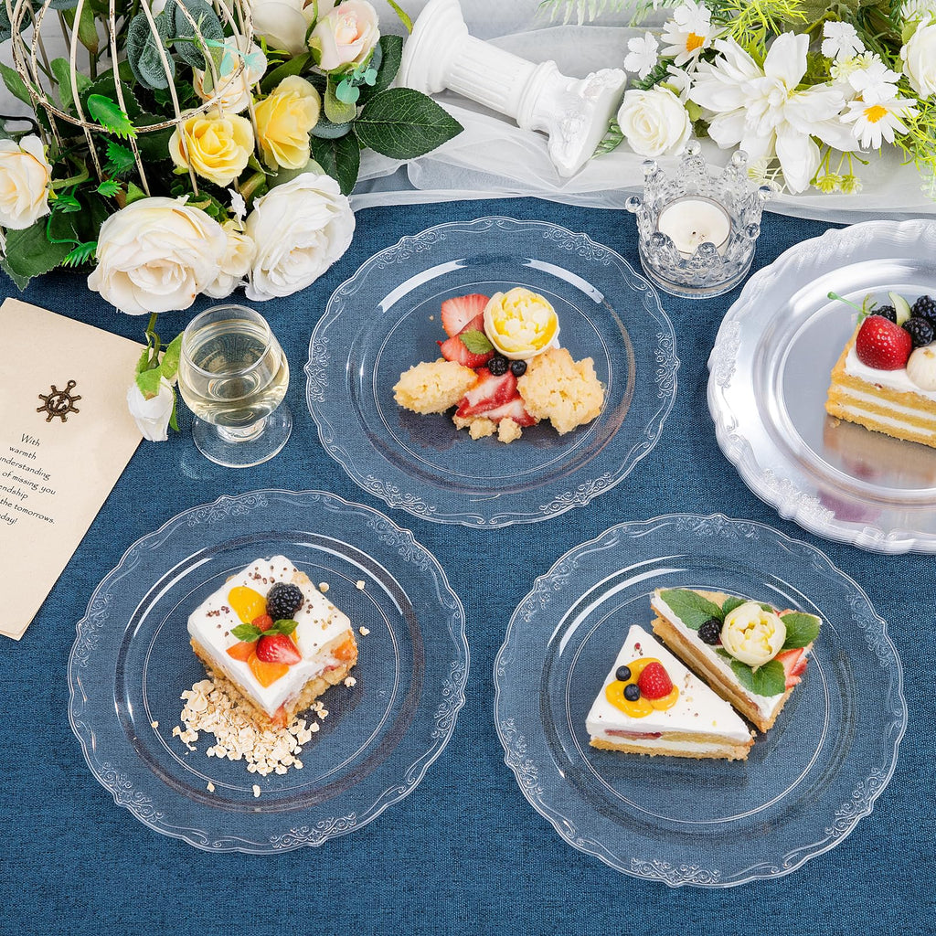 DaYammi 60PCS White Plastic Plates, Heavy Duty White Disposable Plates Premium 10inch Dinner Plates Hard Plastic Plates Disposable for Party Wedding Bridal Shower