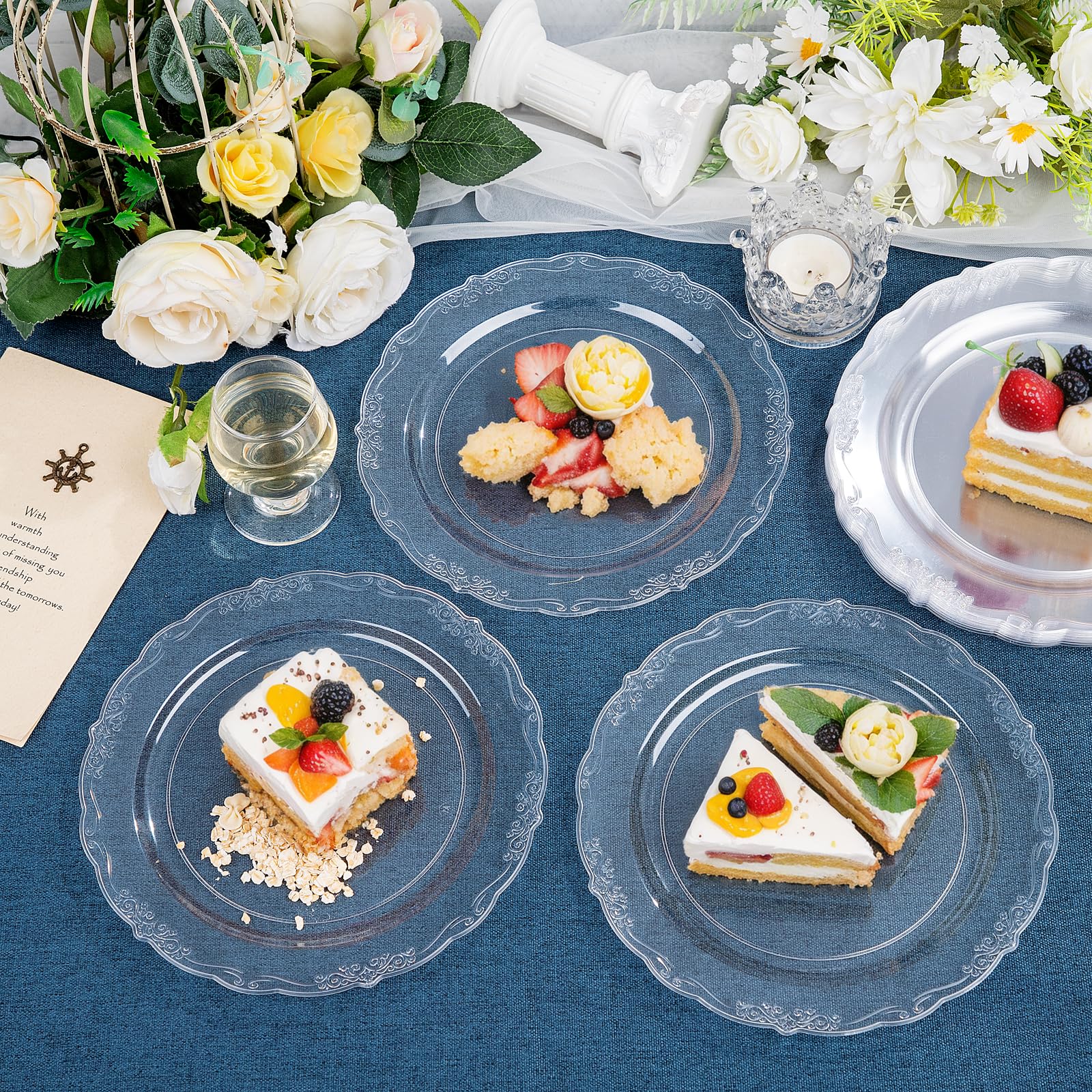 DaYammi 60PCS White Plastic Plates, Heavy Duty White Disposable Plates Premium 10inch Dinner Plates Hard Plastic Plates Disposable for Party Wedding Bridal Shower