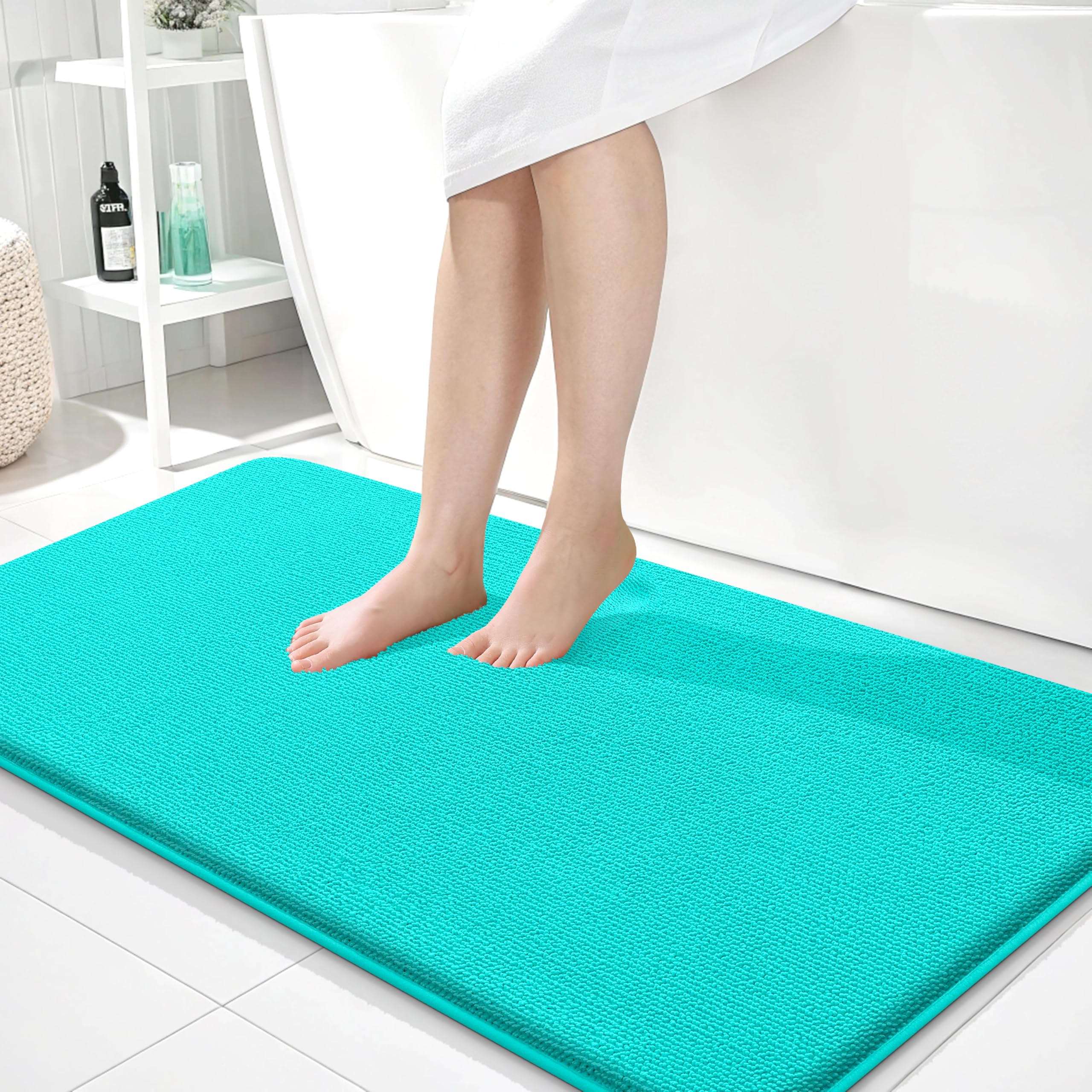 OLANLY Thick Memory Foam Bath Mat Rug 30x20, Extra Soft Absorbent Bathroom Rugs, Quick Dry Bath Mats, Non-Slip, Machine Washable Carpet for Bathroom, Tub and Shower, Home Decor Accessories, Grey