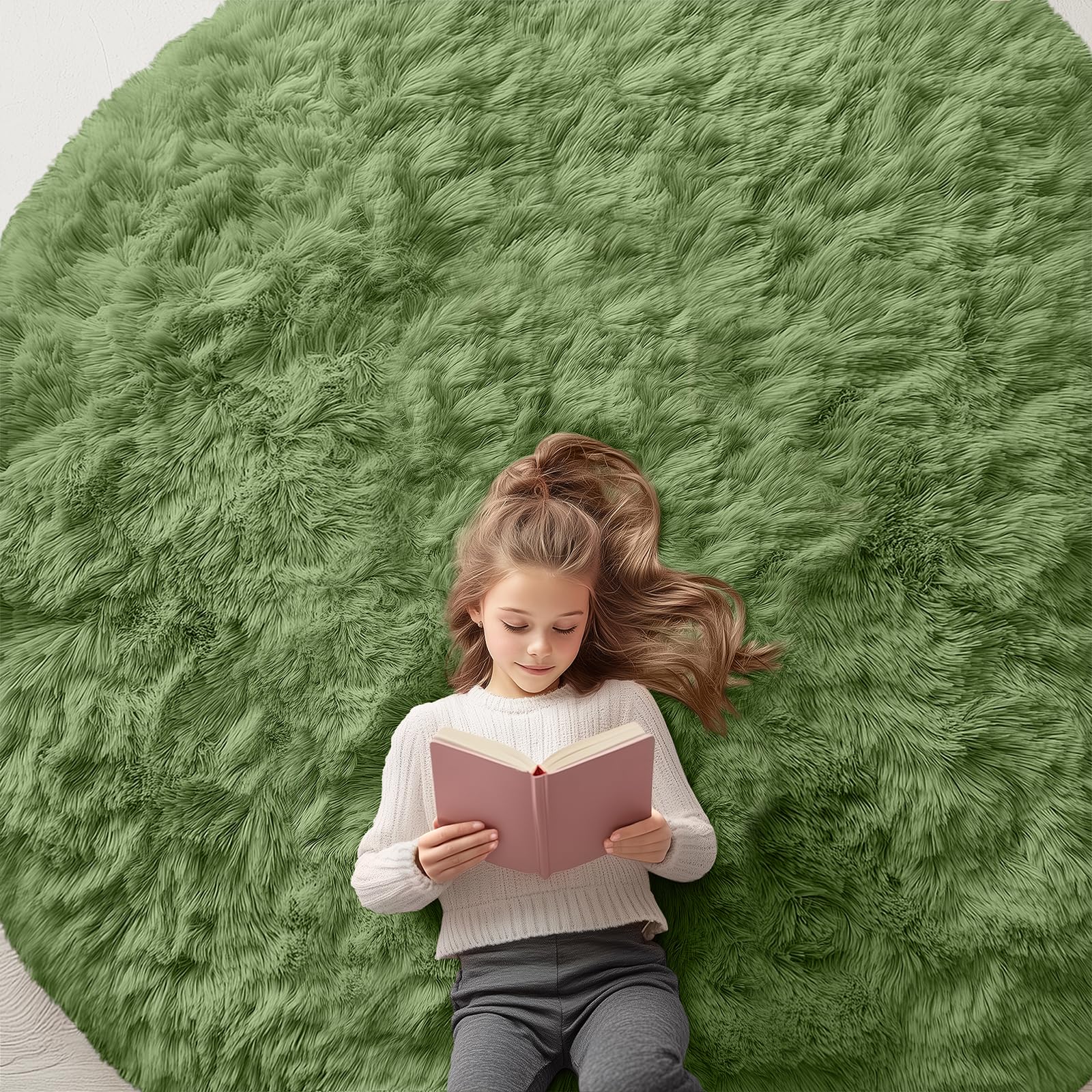 OLANLY Area Rugs for Living Room Bedroom, Machine Washable 4x5.9 ft Soft Fluffy Shaggy Bedside Rug, Indoor Floor Carpet for Kids Girls and Boys, Dorms, Nursery Rooms, Home Decor Aesthetic, Grey