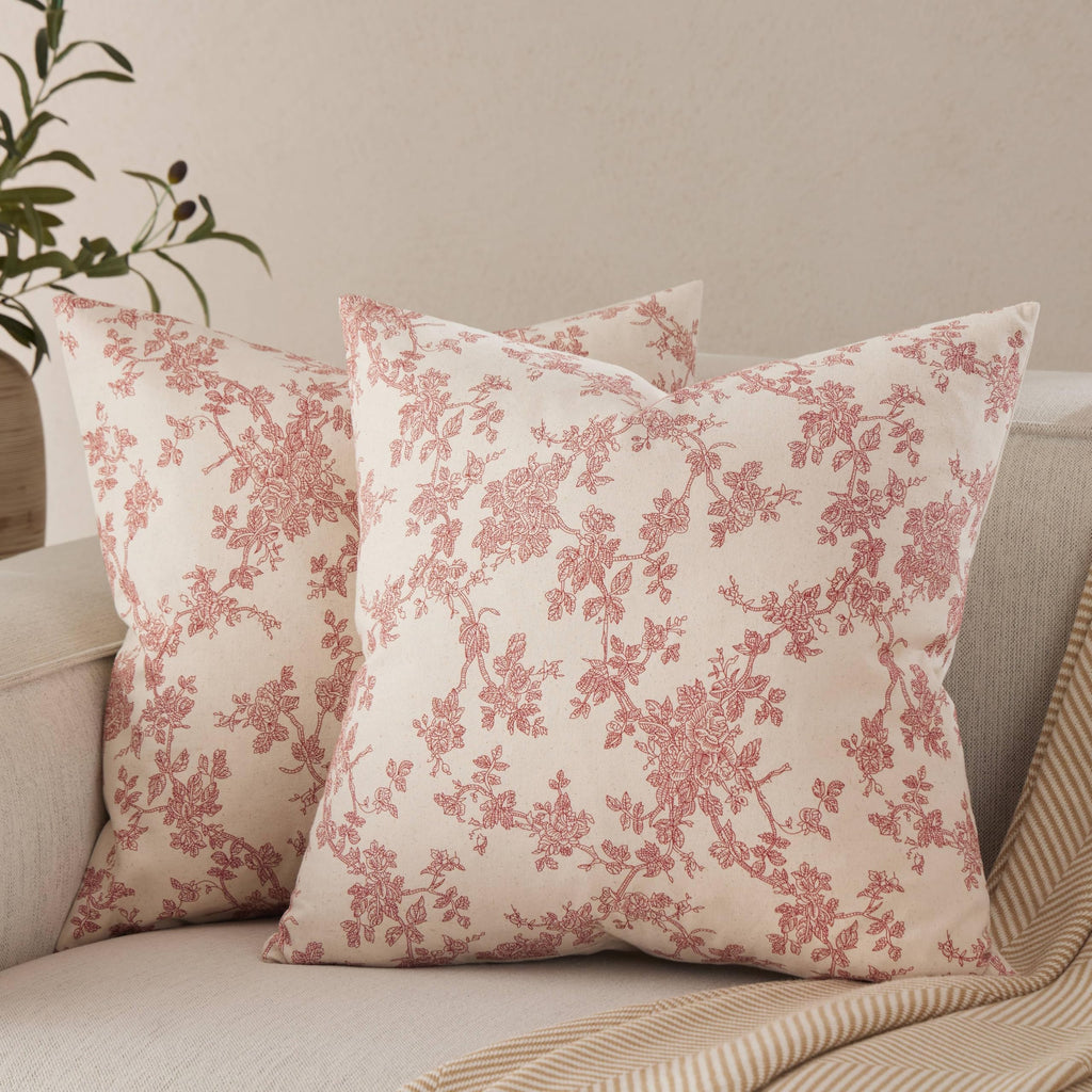 100% Cotton French Pastoral Throw Pillow Covers Set of 2, 18x18 Inch Blue Farmhouse Decorative Cushion Covers for Sofa Bed Living Room Home Decor