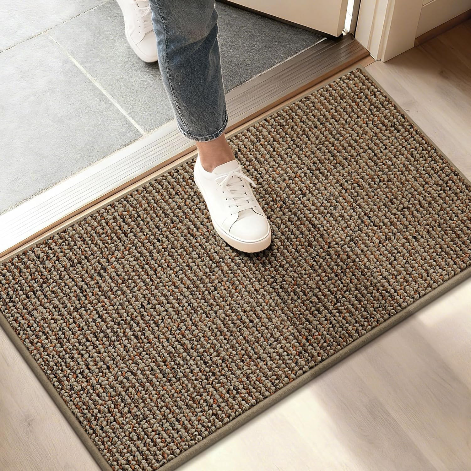 BEQHAUSE Dirt Trapper Door Mat 20" x 32", Non-Slip Washable Doormats Entrance Mat, Dirt Resistant and Absorbent Welcome Mat, Low Profile Floor Mats for Front Back Door and Entryway, Charcoal